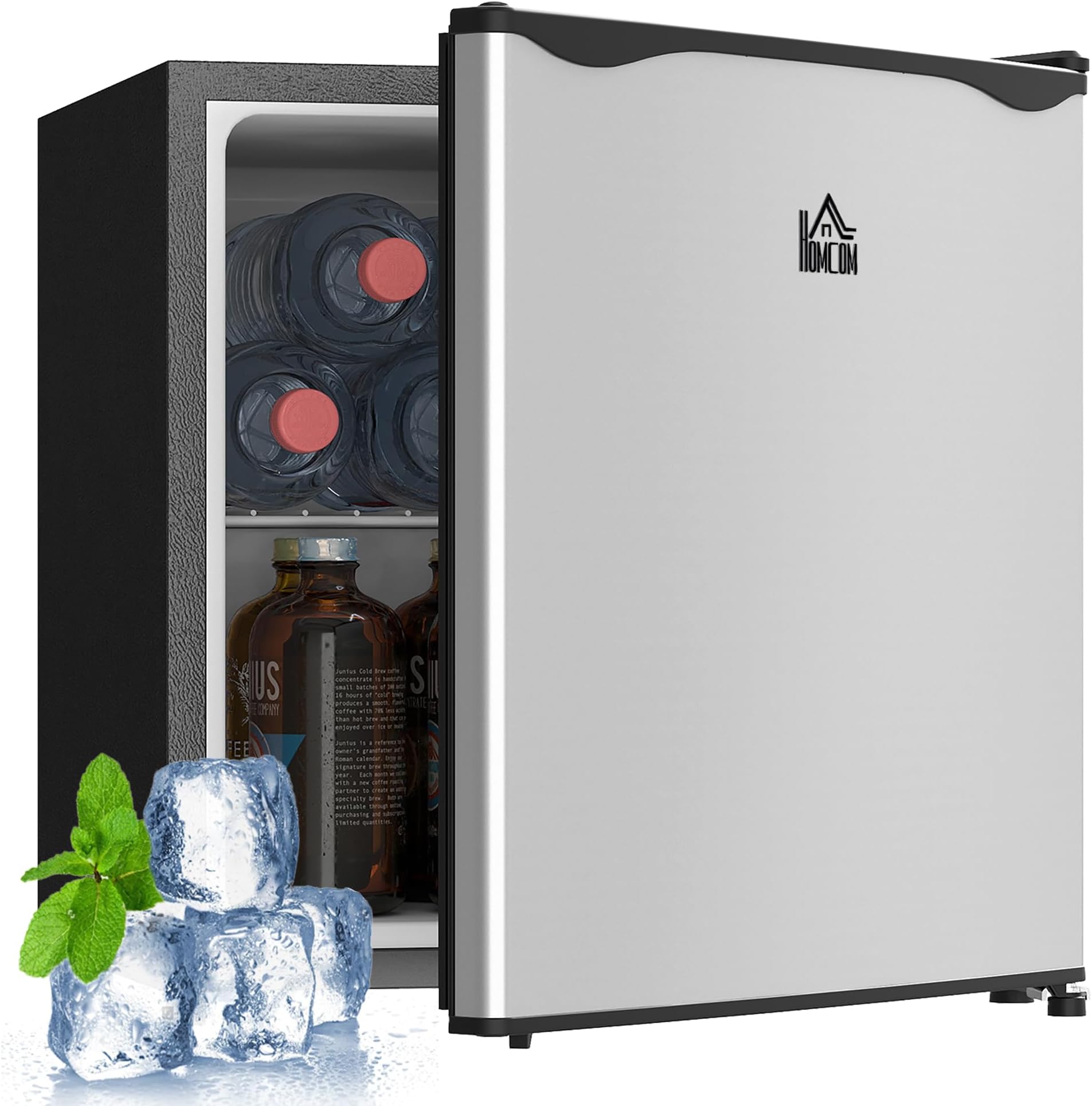 HOMCOM Mini Freezer Countertop, 1.1 Cu.Ft Compact Upright Freezer with Removable Shelves, Reversible Door for Home, Dorm, Apartment and Office, Silver