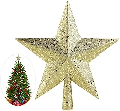 TOYANDONA Topo De Árvore Estrela Com Glitter De 4 5 Polegadas - Topo De Árvore De Natal Brilhante Mini Topper Estrela Para Festa De Natal Decoração De Casa De Férias - Dourado