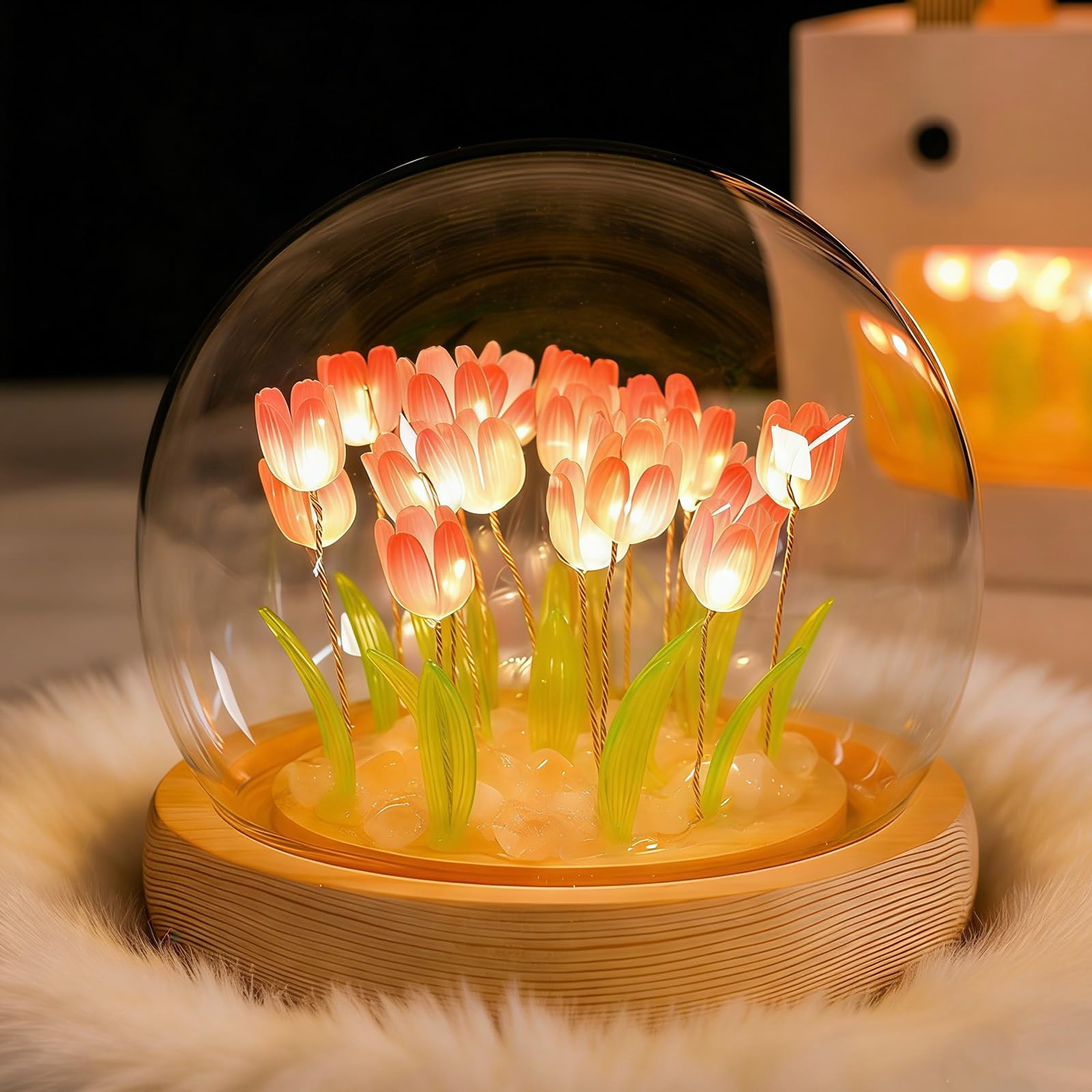 AWSOLAR Pink Tulip Lamp, Flower Lamp with Gift Bags, Forever Tulip Gifts for Women on Valentine's Day, Mother's Day, Christmas