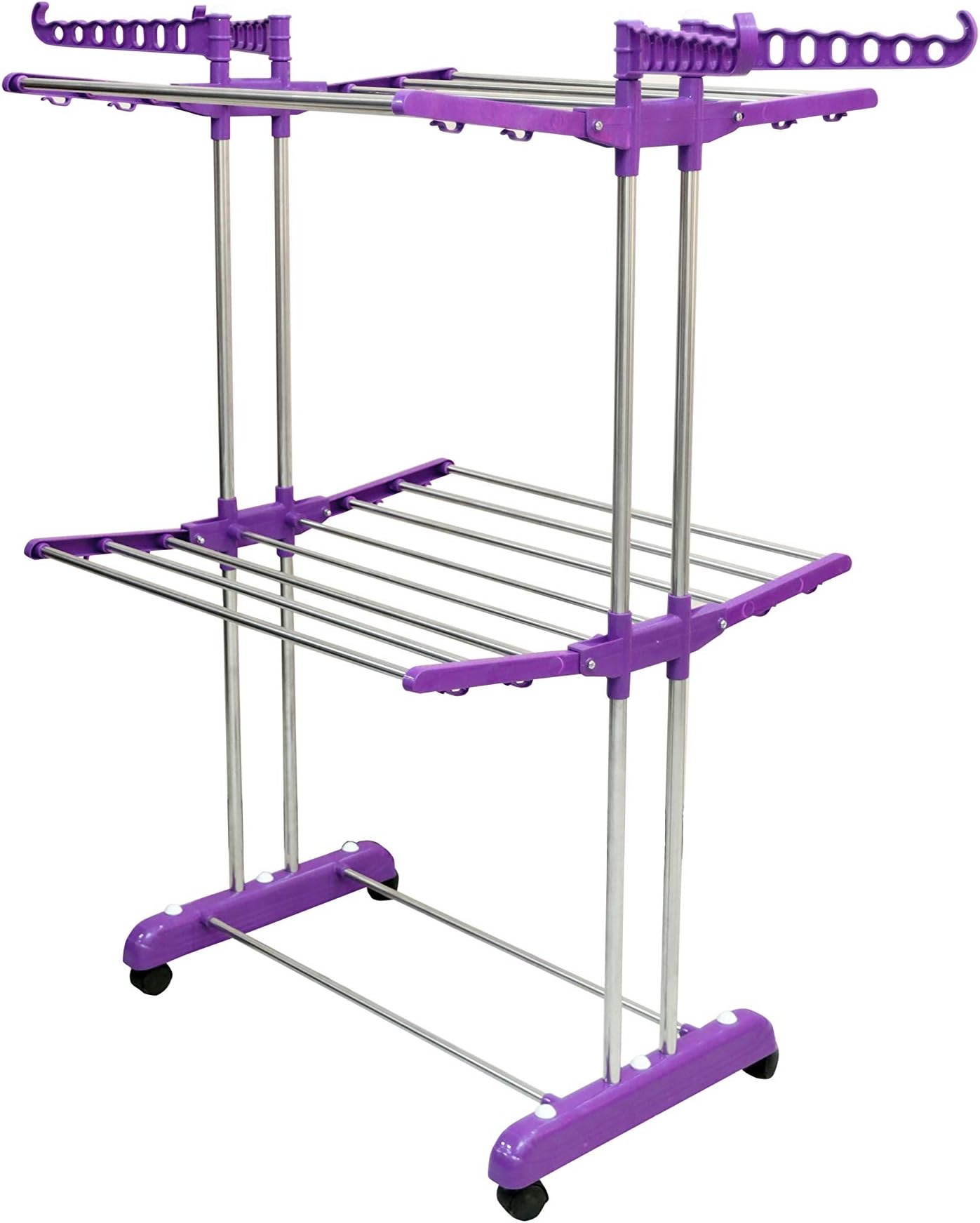 UNIZONE Stainless Steel Foldable Cloth Dryer Stand Double Rack Cloth Stands for Drying Clothes Steel -168-2 Tier Cloth Stand