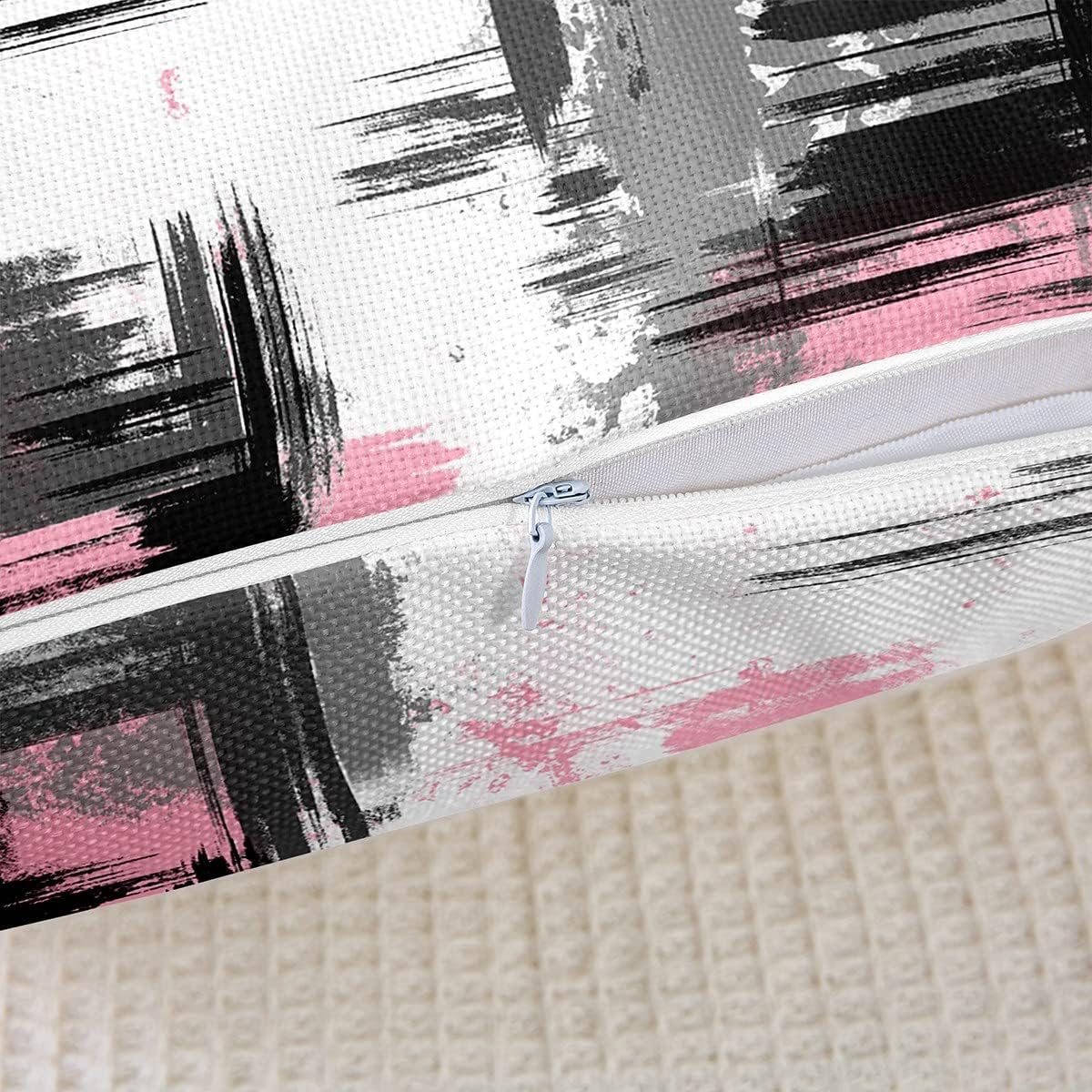 Feelyou Abstract Throw Pillow Covers for Couch Sofa Bed, Set of 4 Modern Abstract Art Decorative Pillows Cushion Covers, Retro Pink White Black Pillow Inserts Not Included, 20x20 inch