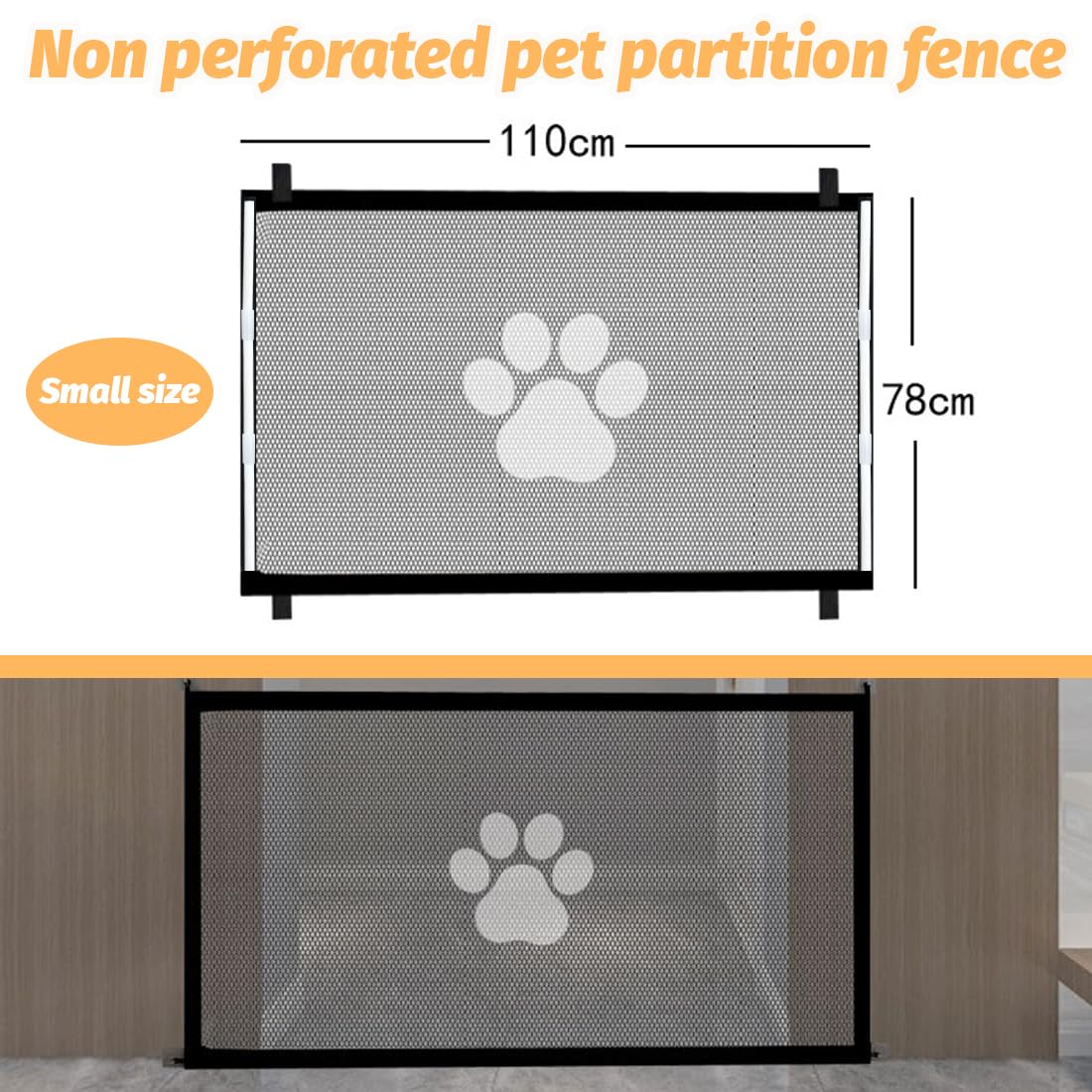 1 Pcs Cancello Sicurezza Cani Gatti Animali Domestici, 110x78 Cm, Scale Porte Esterno Recinto, Portatile Pieghevole Universale, Cancelletto per Bambini Estensibile, Porta Divisorio Cancelletto