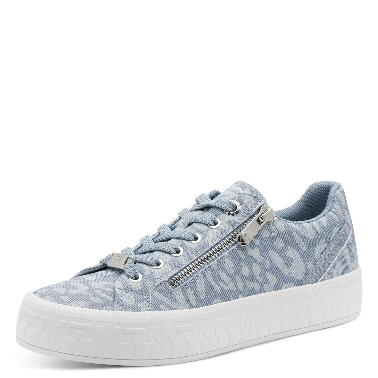 MARCO TOZZI Women’s Sneaker Lacing and Zipper Simple, Blue (LT.Blue Comb), 5.5 UK
