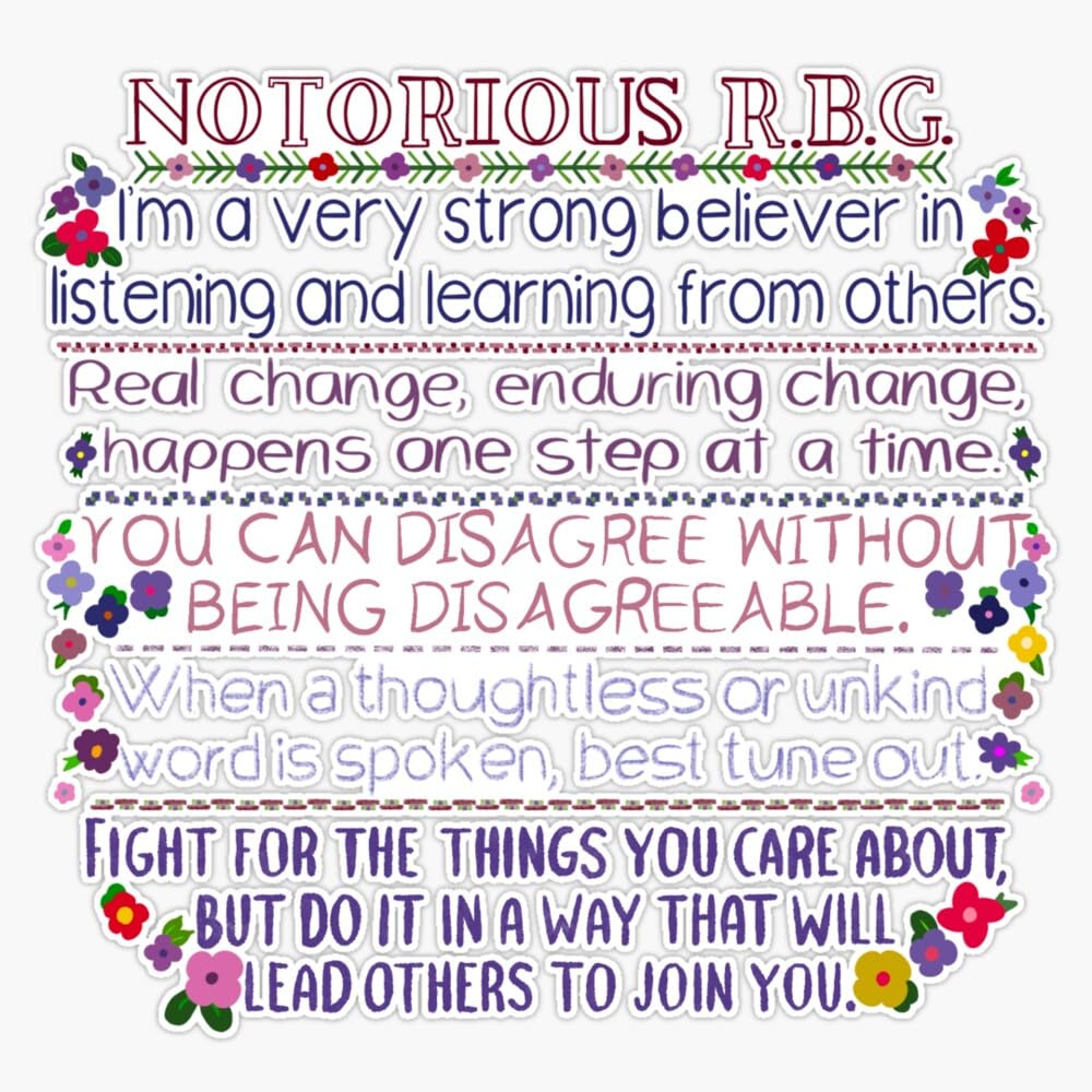 Ruth Bader Ginsburg Quotes Sticker Vinyl Waterproof Sticker Decal Car Laptop Wall Window Bumper Sticker 5"