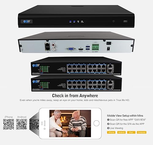 Miniatura 4 de GW Security Sistema de cámara de seguridad PoE de 32 canales 12MP NVR UltraHD 4K (3840x2160) con 16 balas y 16 domos 4K (8MP) cámara de micrófono IP