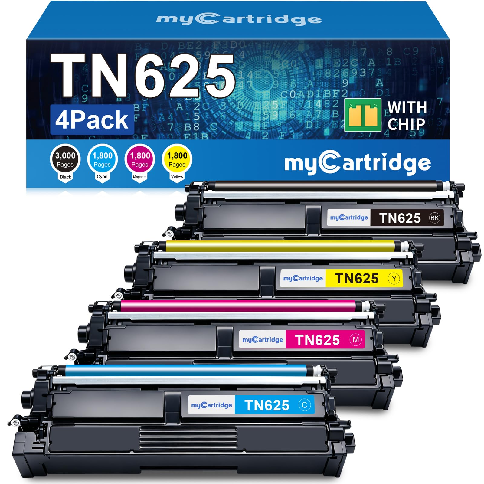 MYCARTRIDGE TN625 Compatibile con Brother TN625 TN625XL per Brother HL-L8430CDW Toner MFC-L8730CDW Toner per TN625 TN-625CMYK (confezione da 4 pezzi 3000/1800 pagine)