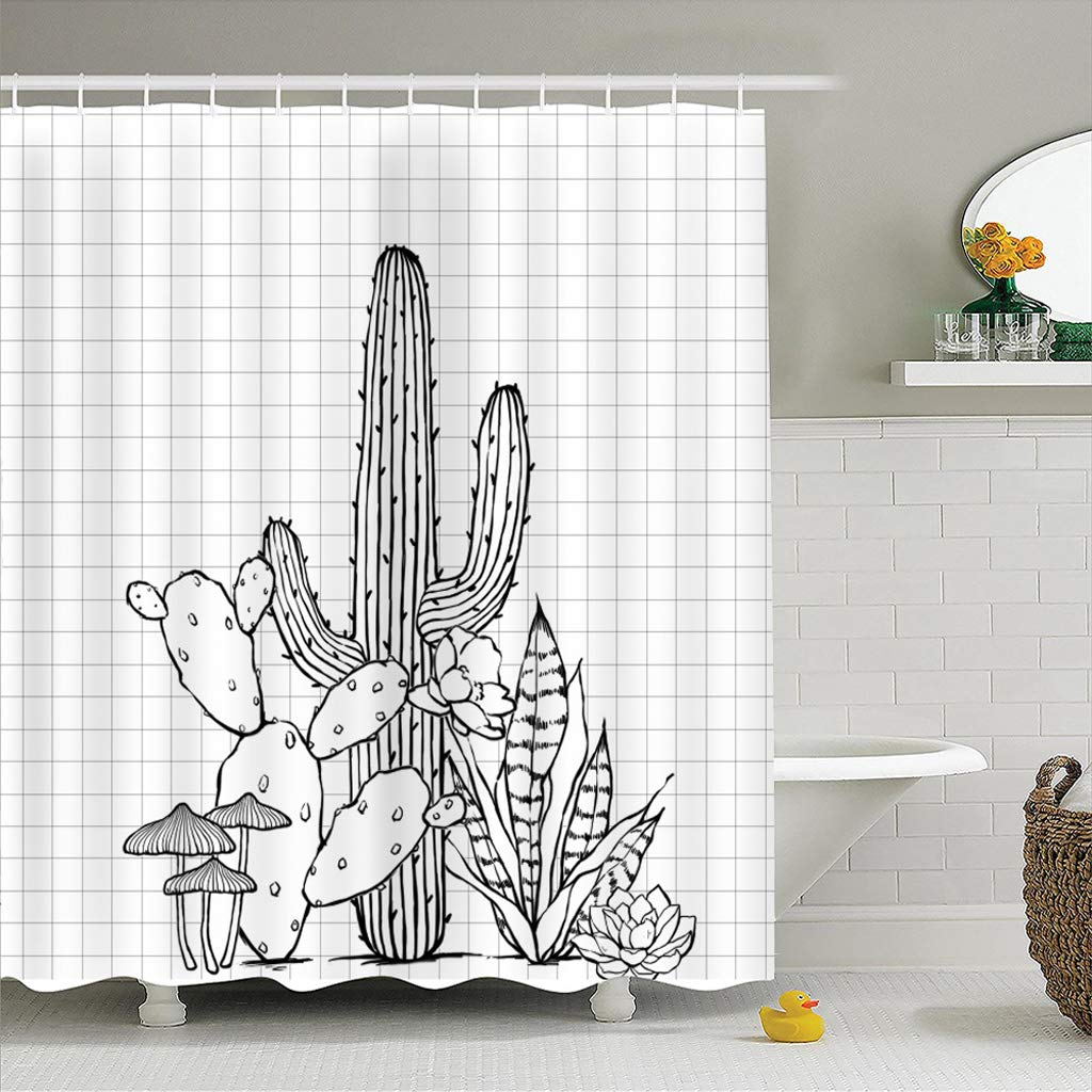 Rideau De Douche, Usine De Cactus De Rideau De Douche en Tissu De Polyester De Modèle d'impression De Motif d'impression Numérique 3D