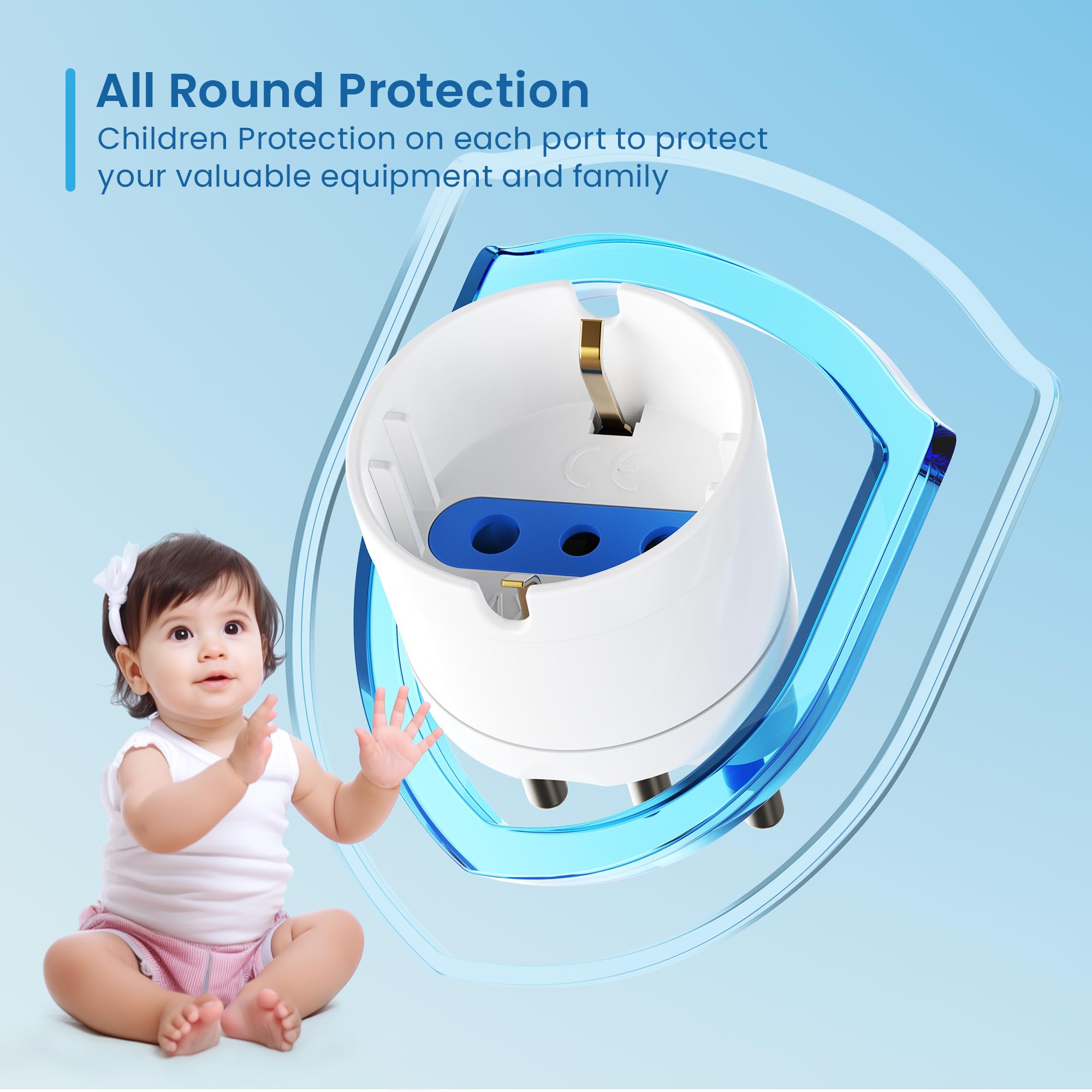 Image secondaire de Adaptateur Ewent Schuko vers Prise Italienne 16A - Blanc