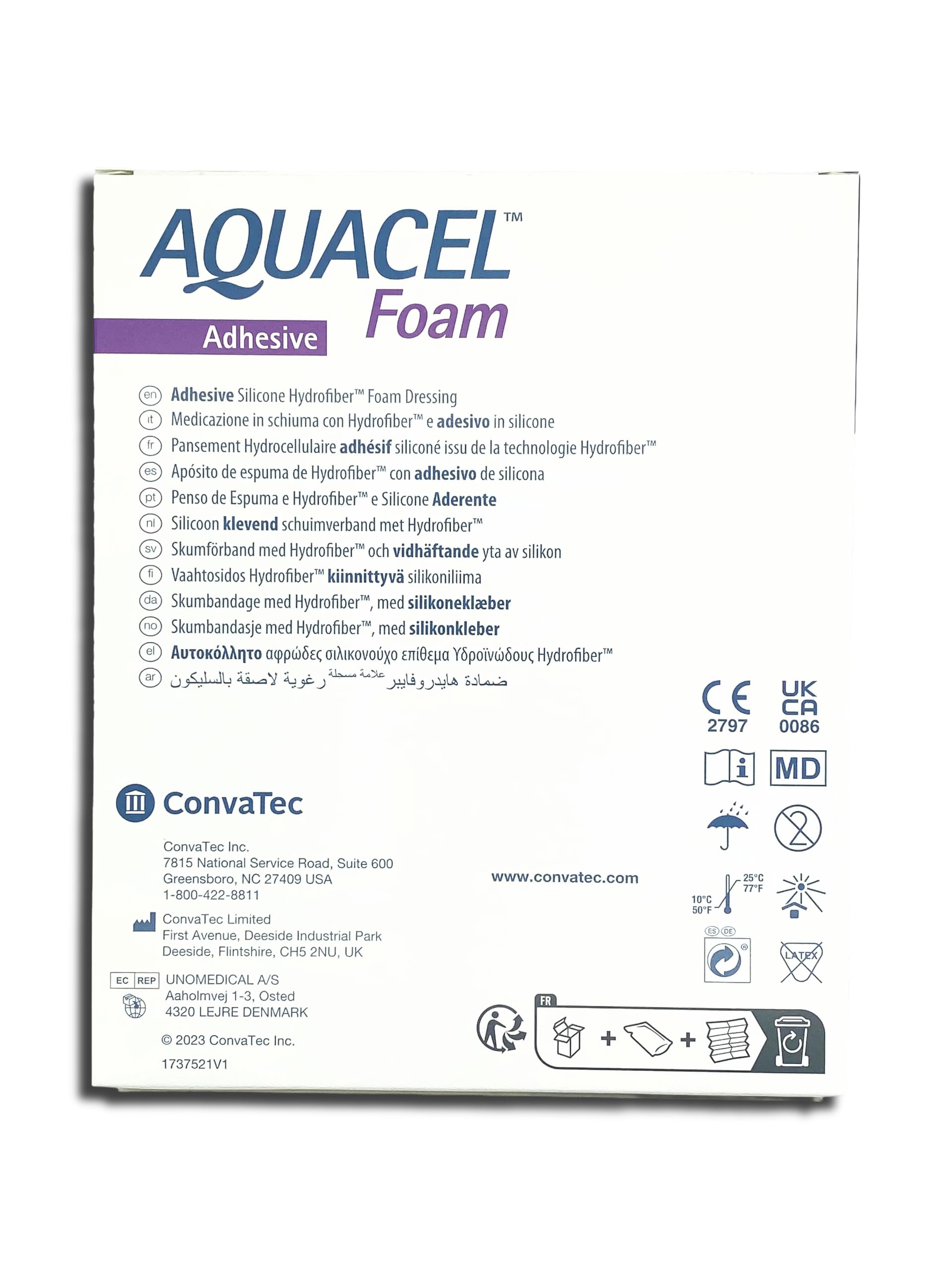 Aquacel 10x10cm, Espuma Apósito con Hidrofibra, 10 piezas