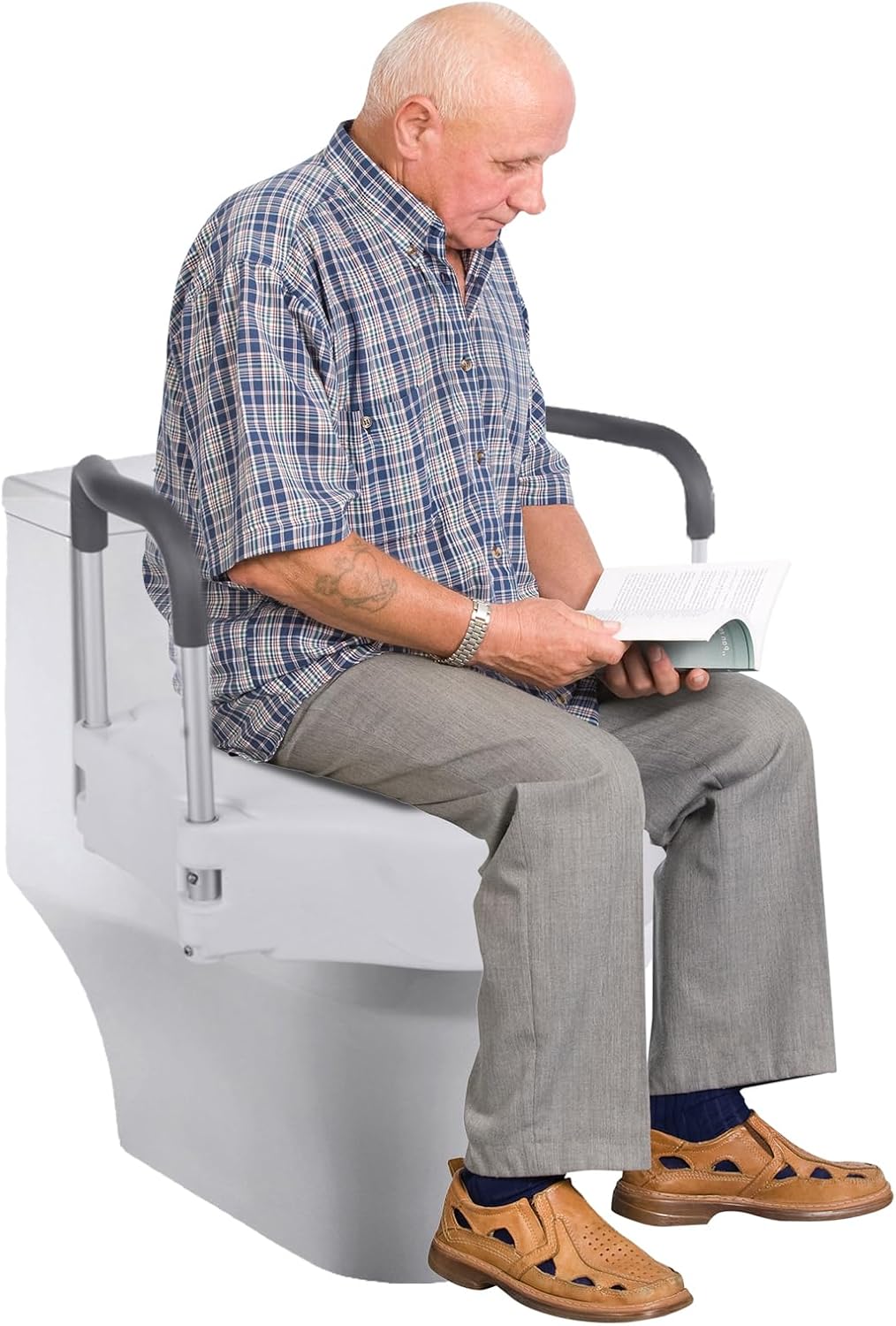 Surmount Raised Toilet Seat with Handles, 4.5 Inch Elevated