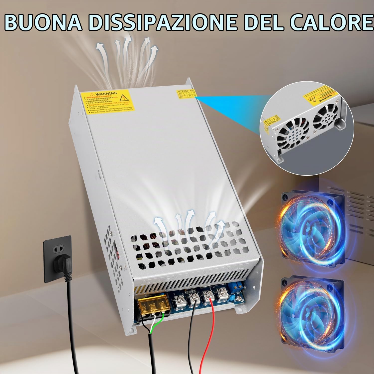 NUIFUWEI DC 12V 125A 1500W Alimentatore Trasformatore 230V AC to DC 12Volt 125A Interruttore 1500W Alimentatore per Pompa LED CCTV Telecamera Sicurezza Auto Stereo Stampante 3D e altri 12V Dispositivi