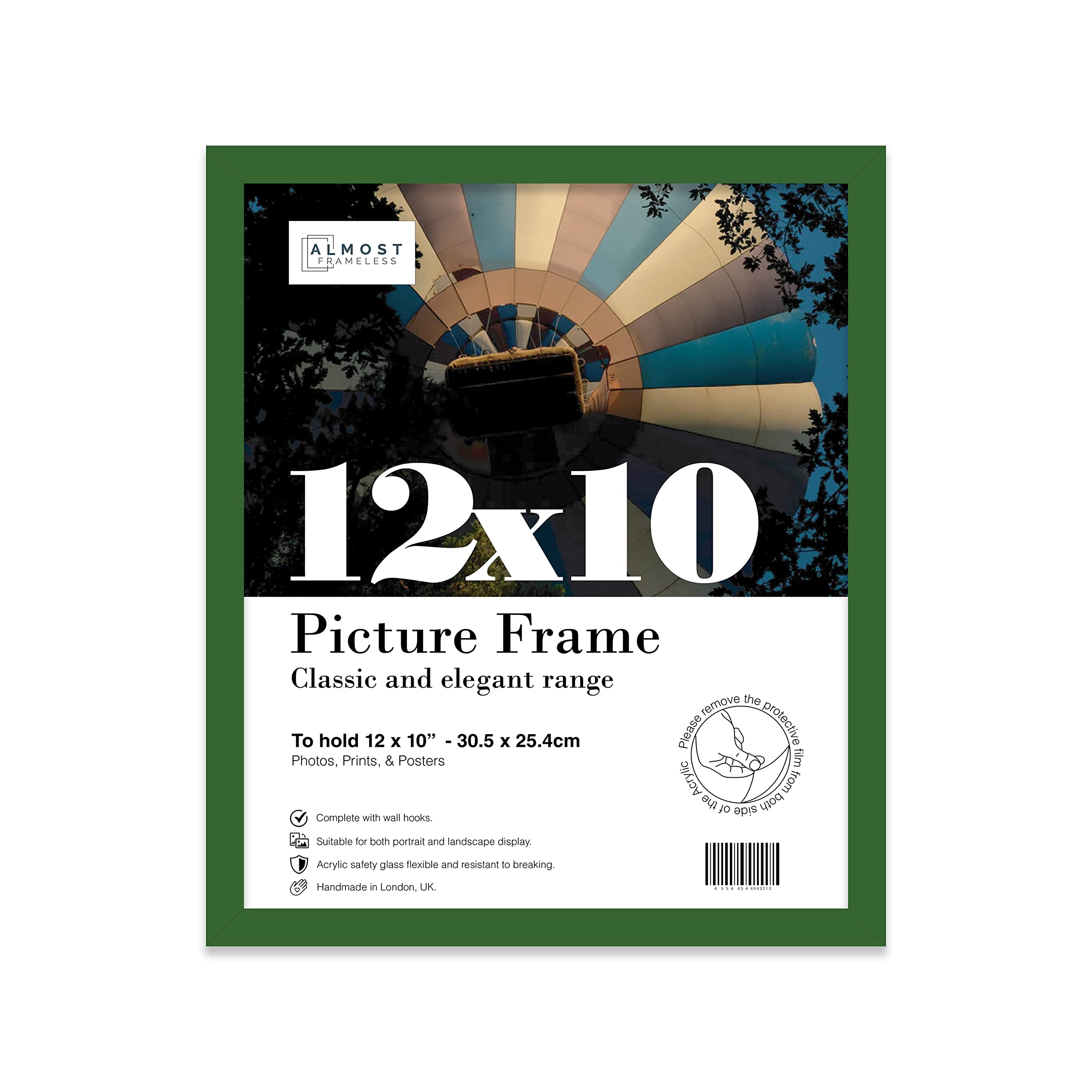 12x10 Inch Green Photo Frame Wall Mountable and Freestanding Picture Frame Standard Photograph Size, 12" X 10" (31 X 25cm)
