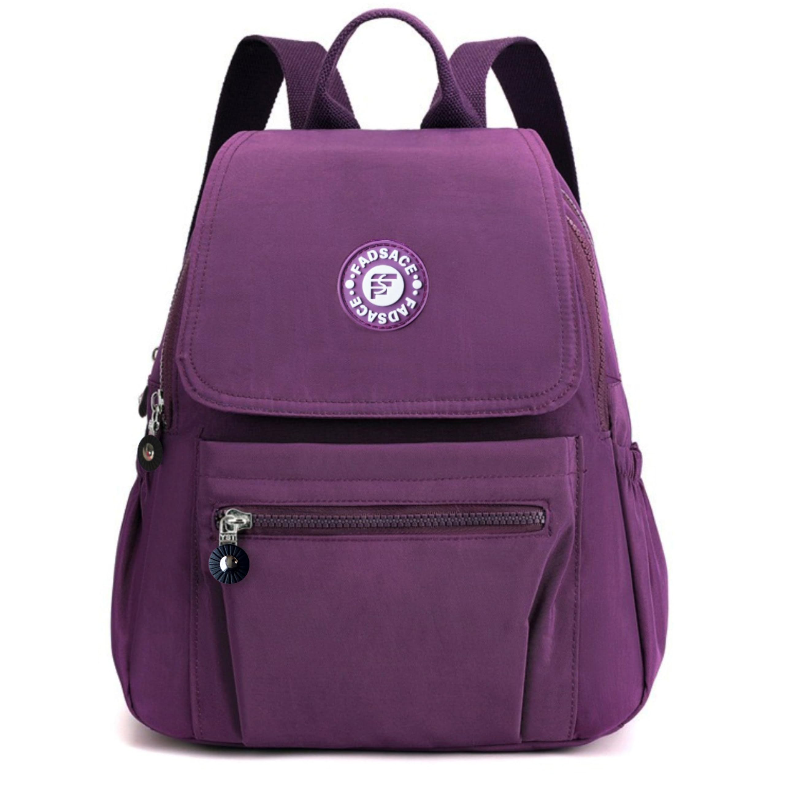 Fadsace Waterproof Nylon Women's Backpack, Lightweight, Hiking, Camping, Cycling Daypack (Dark Purple)