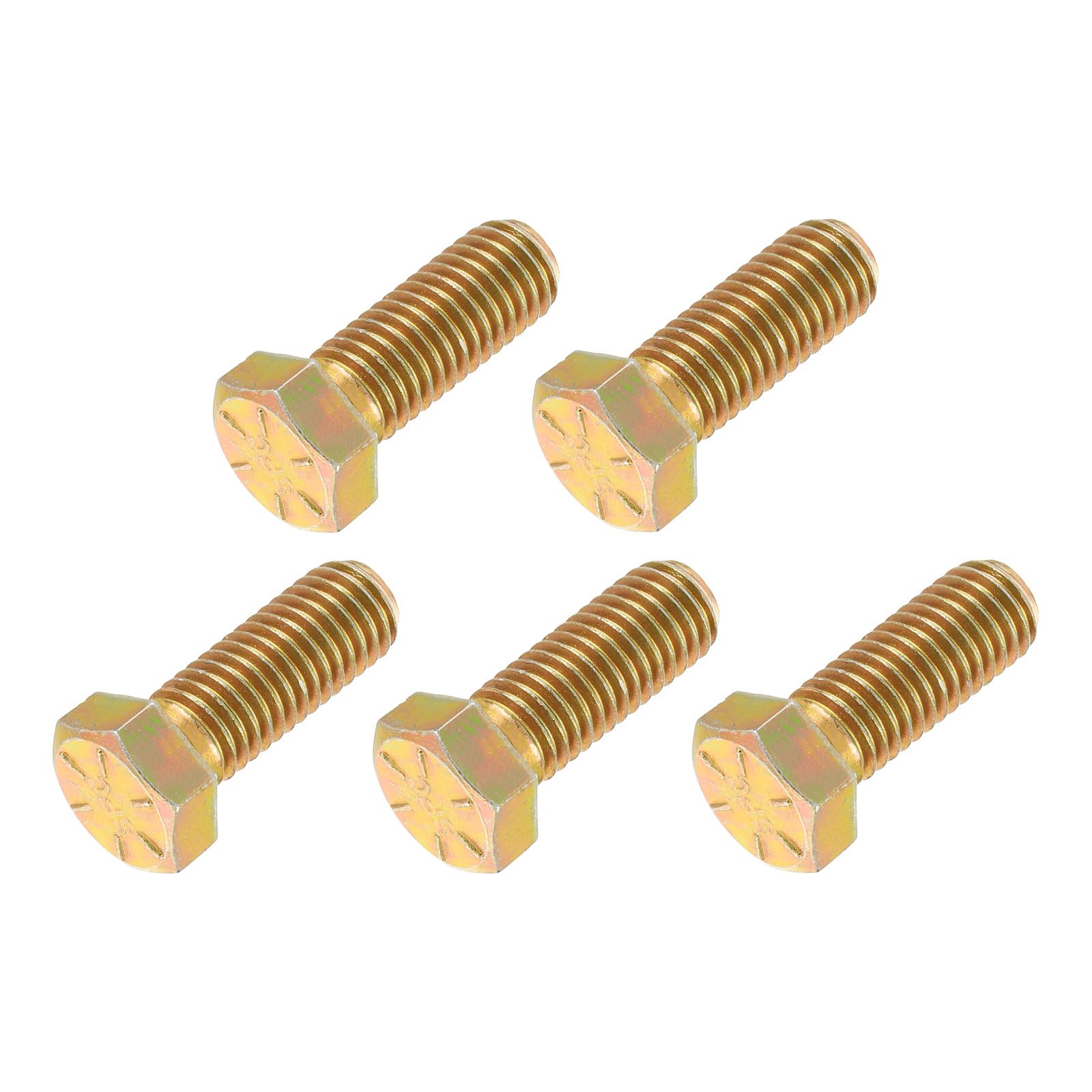 METALLIXITY Hex Bolts (9/16-12 x 1-1/2") 5Pcs, 8 Grade Carbon Steel Zinc Plated, UNC Coarse Thread, External Hex Drive