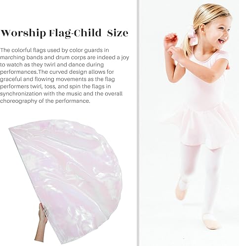 Miniatura 9 de Banderas de adoración con varillas escalables para niños, banderas de poliéster sólido semicírculo suave de 36 pulgadas para danza al aire libre,
