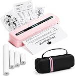 Imprimante Portable Sans Fil Phomemo, Imprimante Thermique Bluetooth M832 sans Encre, Imprimantes Mobiles pour Téléphone Ordinateur Portable, Supporte Papier Thermique 8,5"x11"/A4/4,33"/3,15"/2,08", avec Étui de Transport & Kit de 4 Rouleaux de Papier