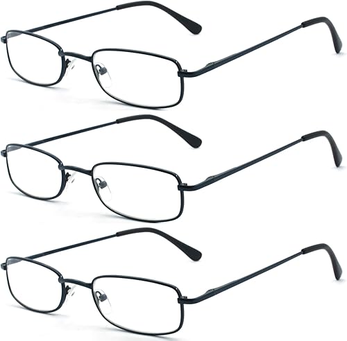 Miniatura 5 de EYE ZOOM Classic Readers - Gafas de lectura rectangulares de metal para hombres y mujeres, multicolor