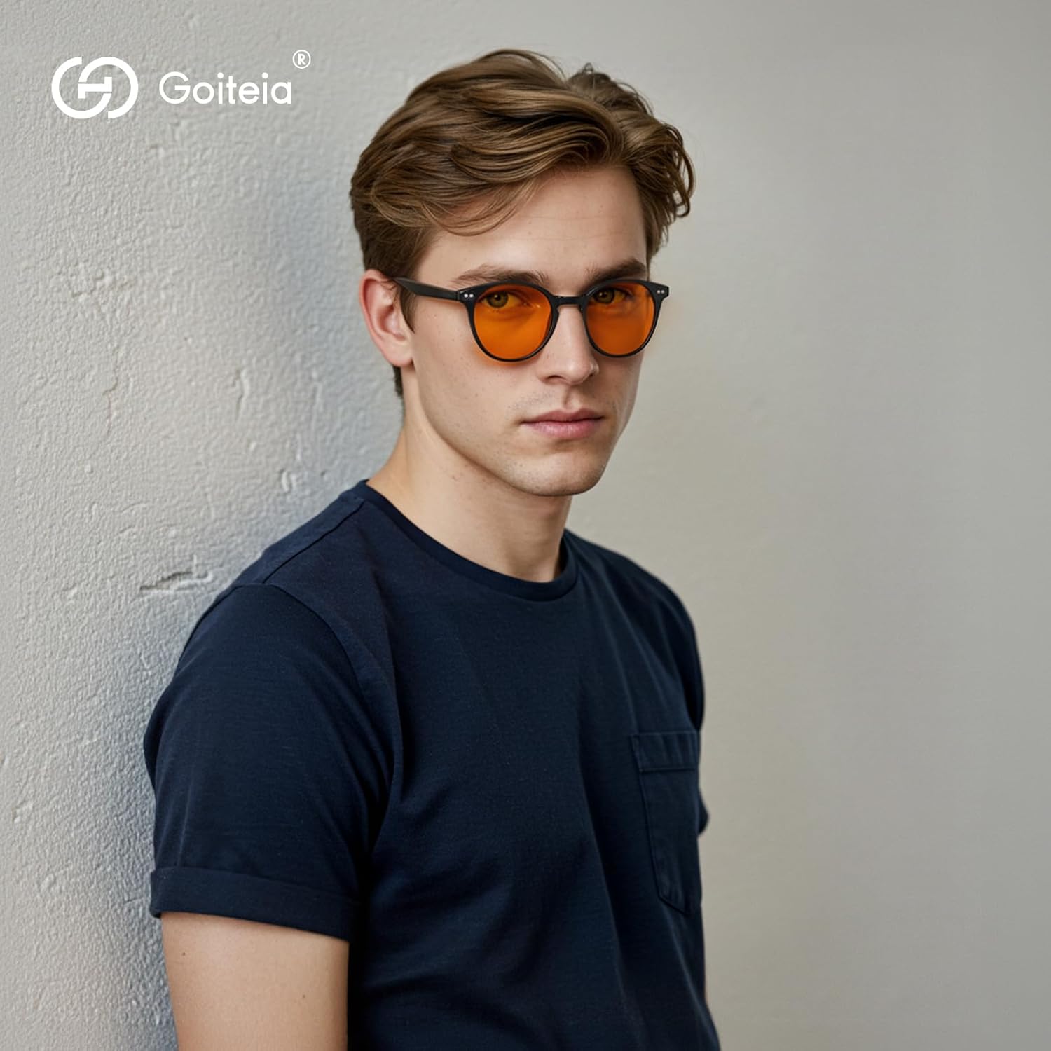 Goiteia Retro Round Blue Light Glasses for Women Men-Orange Blue Light Blocking Glasses-Better Sleep/Eyes Strain/Light Sensitive, Spring Hinges for Comfort - Image 2