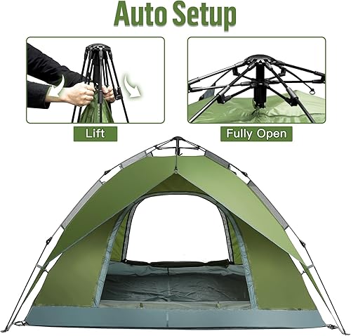 Miniatura 2 de Night Cat Tiendas emergentes instantáneas para 2 a 3 personas con lona de huella, fácil instalación, tienda de campaña con lluvia de doble capa,