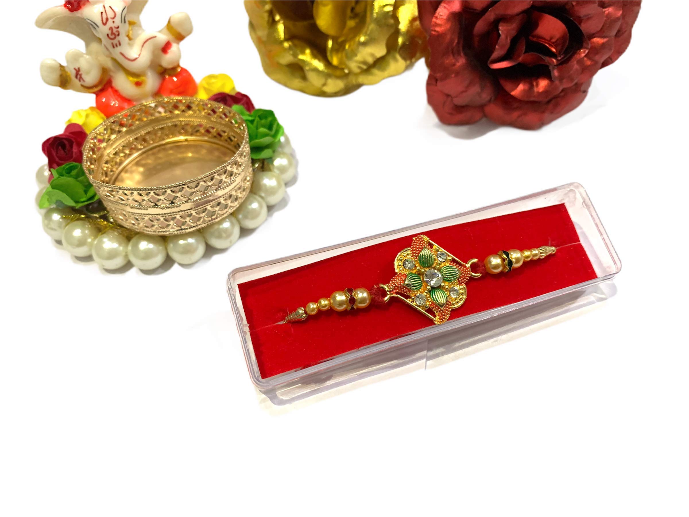Urban Festivities Rakhi Gift Hamper for Brother | 1 Quirky Green Metal Rakhi with 200g Almonds & 2 Chocolates | Classy & Simple Raksha Bandhan Gift for Bhai/Bhaiya 3