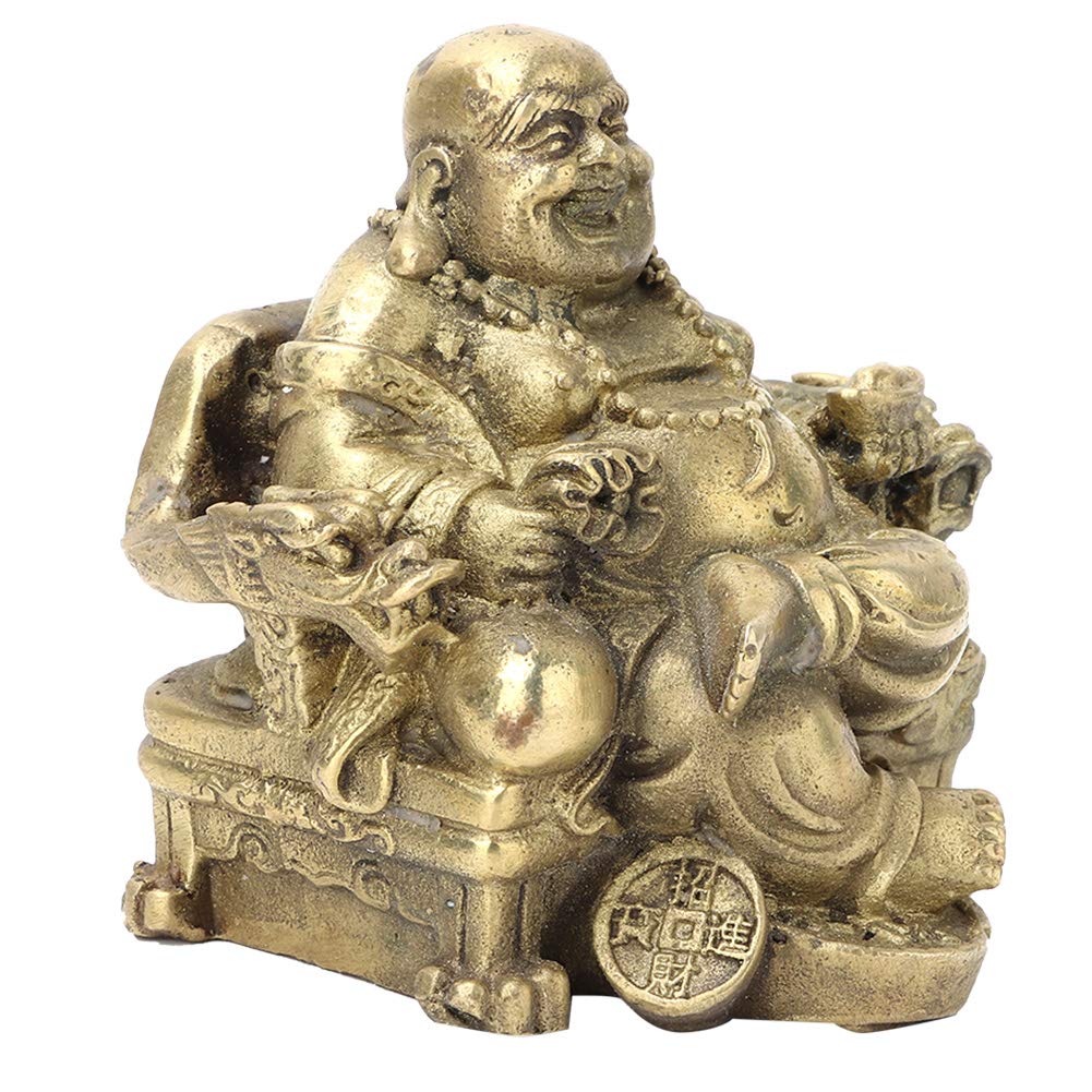 Decoración de Buda de latón, Figuras de Buda Sonriente Feng Shui Riqueza Estatua de Buda Feliz colección geomántica