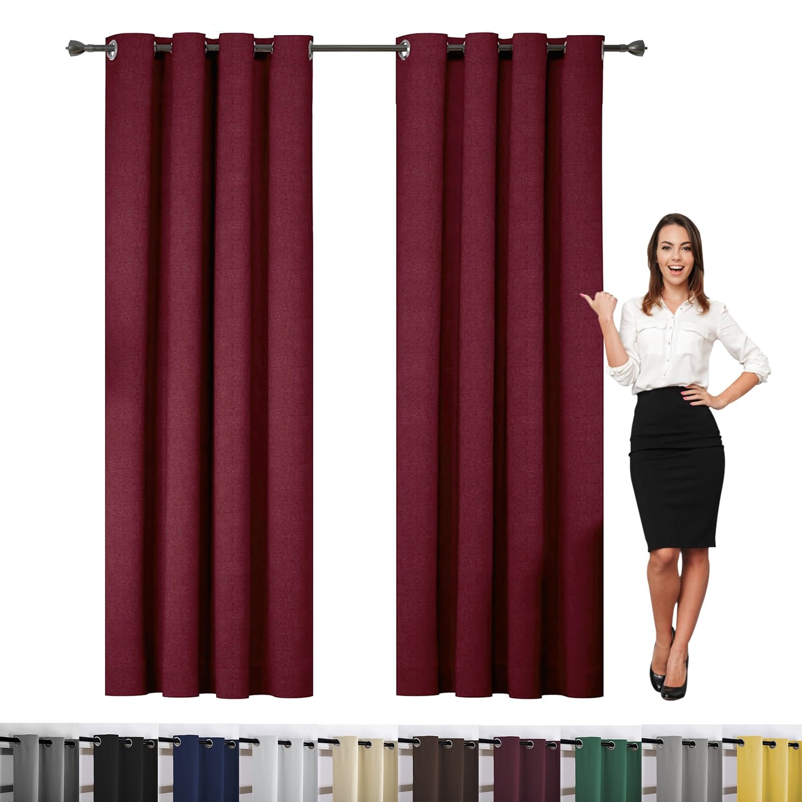 Rideaux occultants isolant anti froid et chaleur rideau thermique vin rouge 250x150