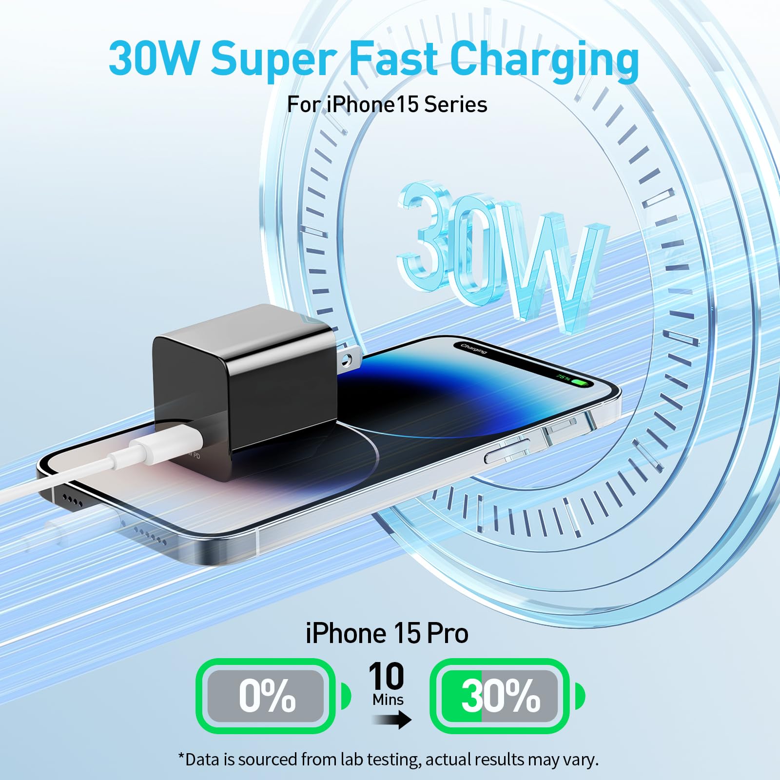 2024 Version USB C GaN Super Fast Charger Block 30W (Nano3),Wall Charger Power Adapter with Foldable Plug,Charging Box Brick,Cube for iPhone16 15 14 13 12 11Pro Max XR XS X,iPad,Galaxy(Black)