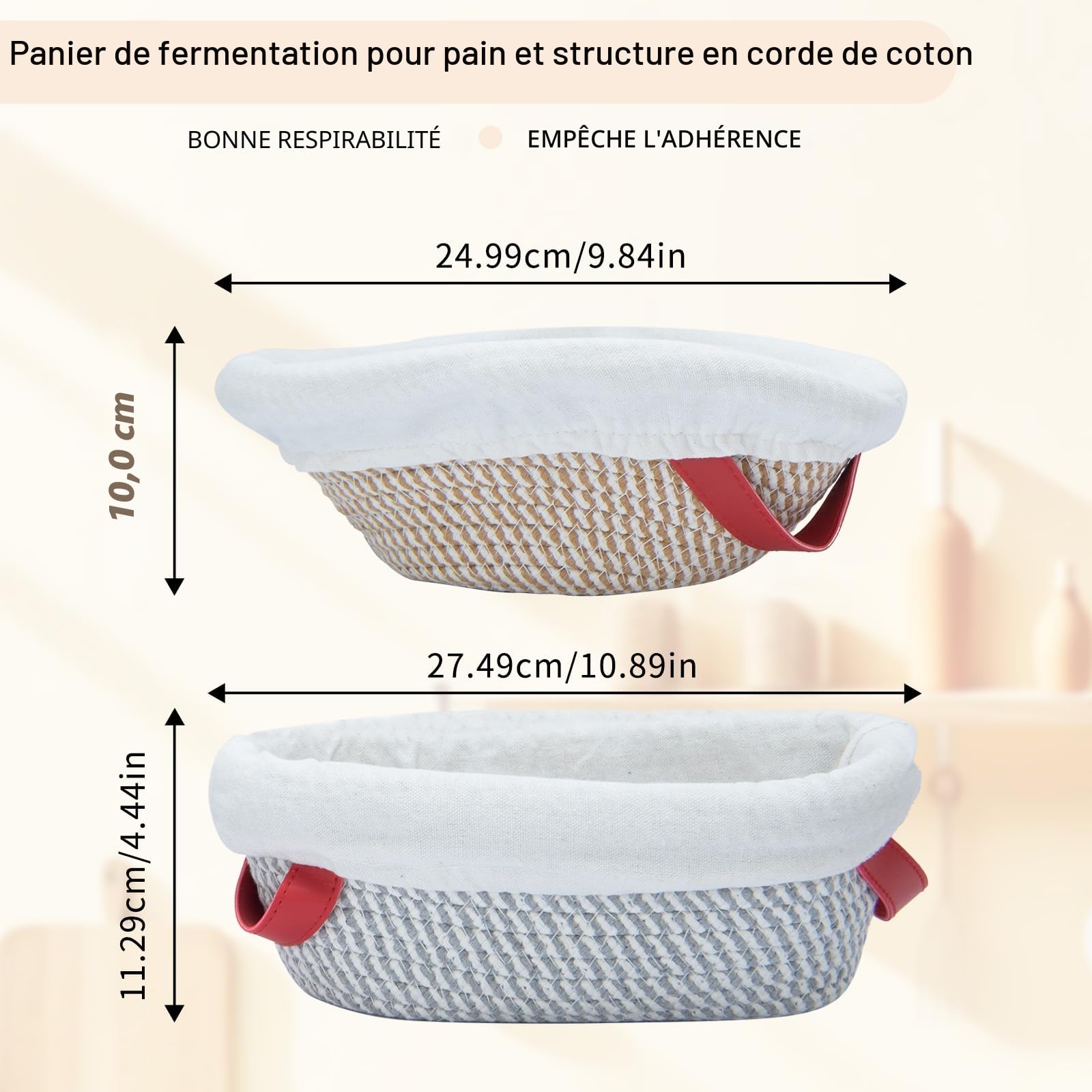 Banneton Pour Pain Ensemble De Cuisson, 11PCS Levain Ensemble De Pain Avec 2 Paniers De Levain, Couteau à Avec 5 Lames, Brosse, Grattoir Et Housse De Linge