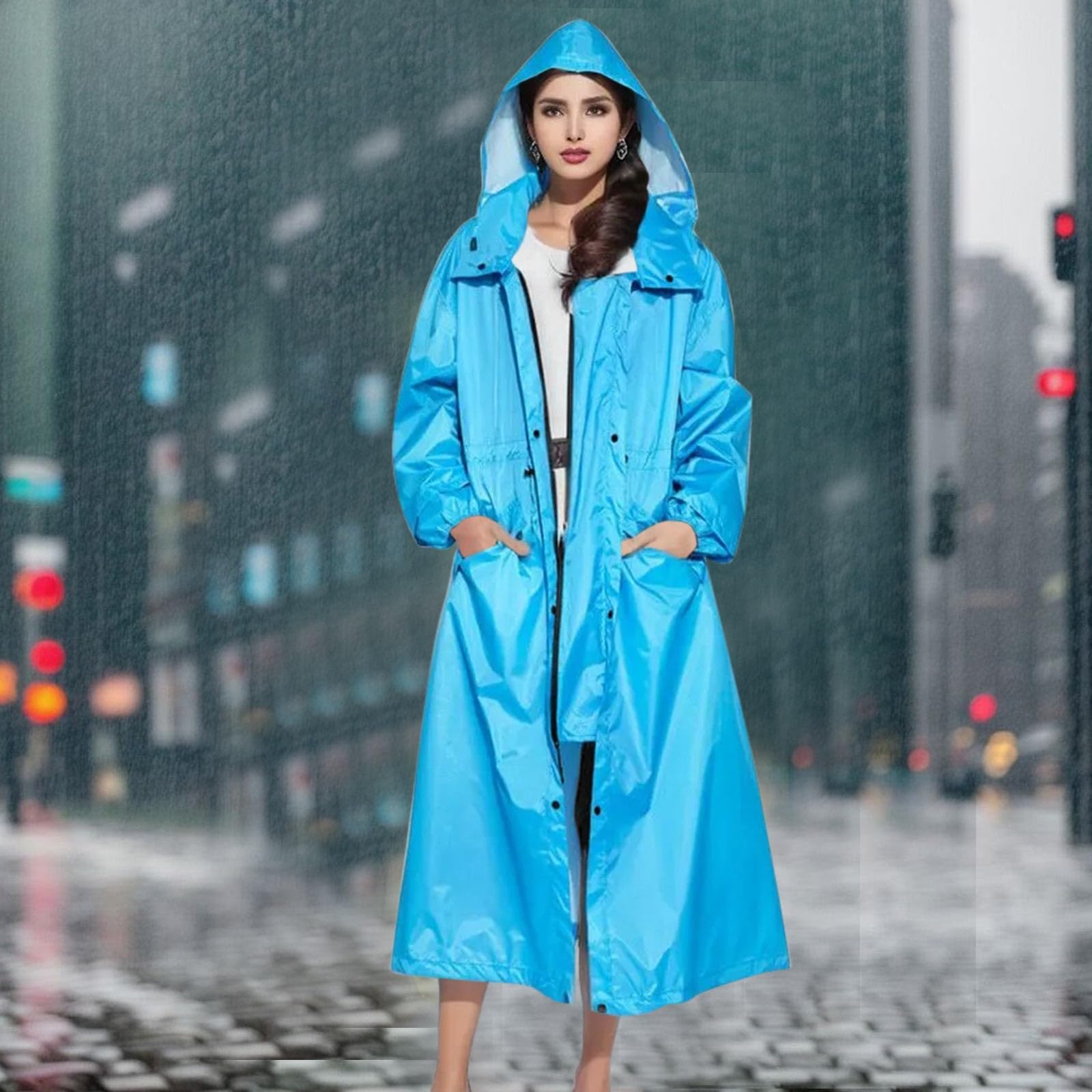 Sunnyuk Regenponcho Damen Fahrrad Atmungsaktiv Regencape Poncho Regen Wasserdicht Unisex Regenmantel Regenjacke Große Größen Xxl Rain Lang Wandern mit Ärmeln Erwachsene Regenbekleidung Festival