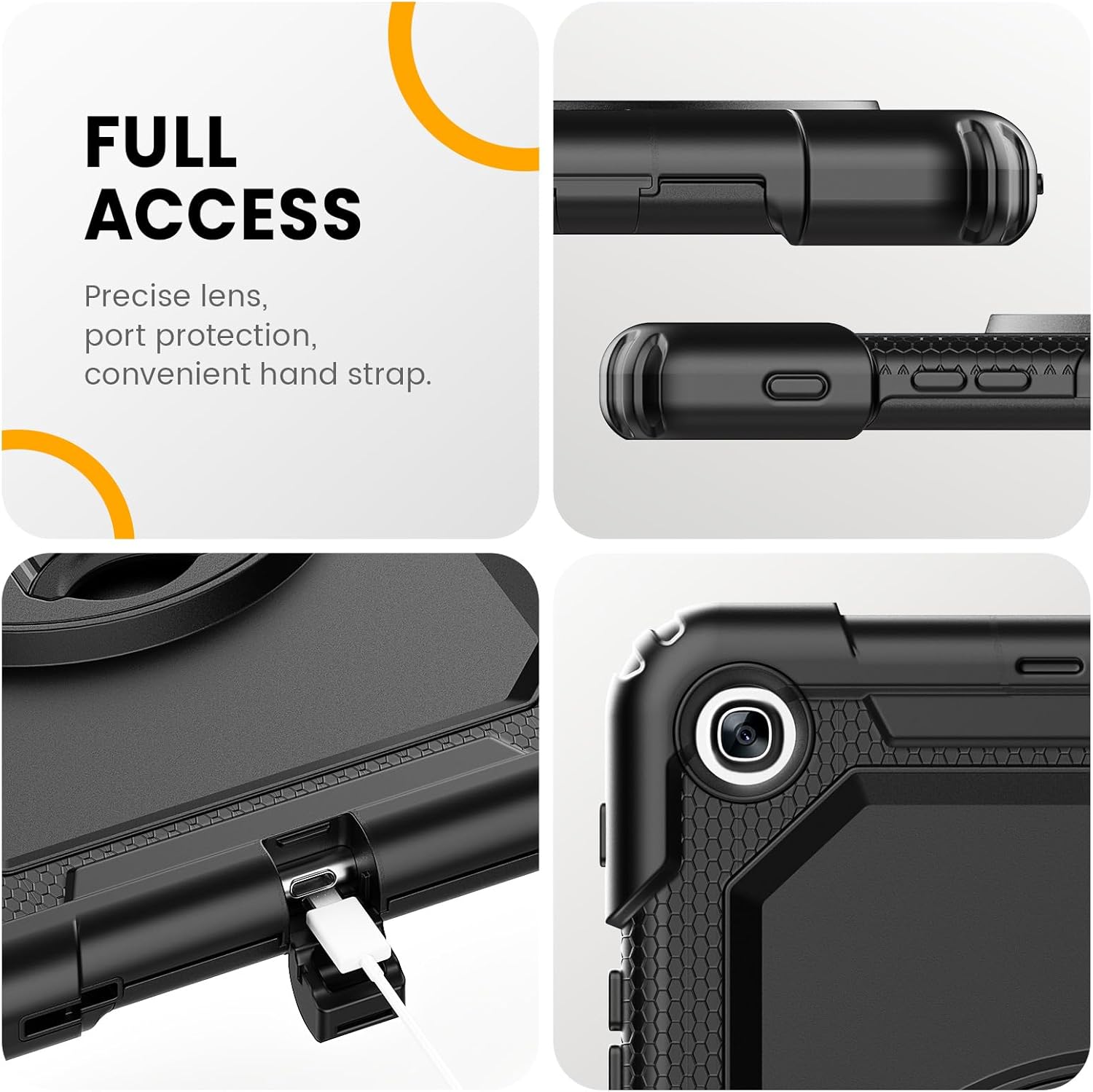 Timecity for Samsung Galaxy Tab A 10.1 Case 2019, Only Fit (SM-T510/ SM-T515/ SM-T517), Drop Proof with Hand Strap Stand Screen Protector Pencil Holder for Galaxy Tab A 10.1 Case - Black