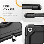 Timecity Case for Samsung Tab A 10.1 2019 (Model: SM-T510/T515), Three-Layer Case with Screen Protector Rotating Handle Strap & Stand Pencil Holder Case for Samsung Galaxy Tab A 10.1 - Black