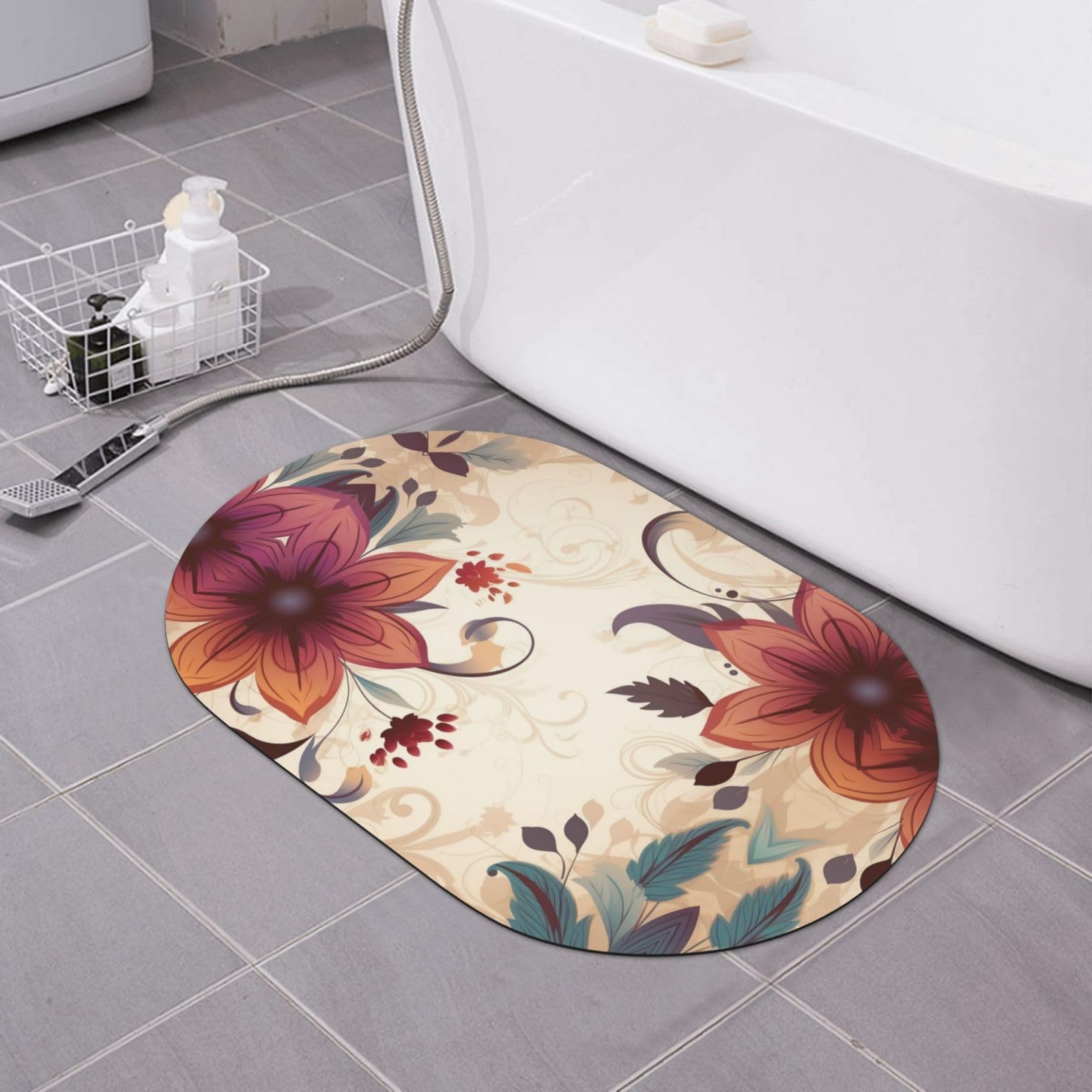 Tapis douche antidérapant floral contre les sols mouillés