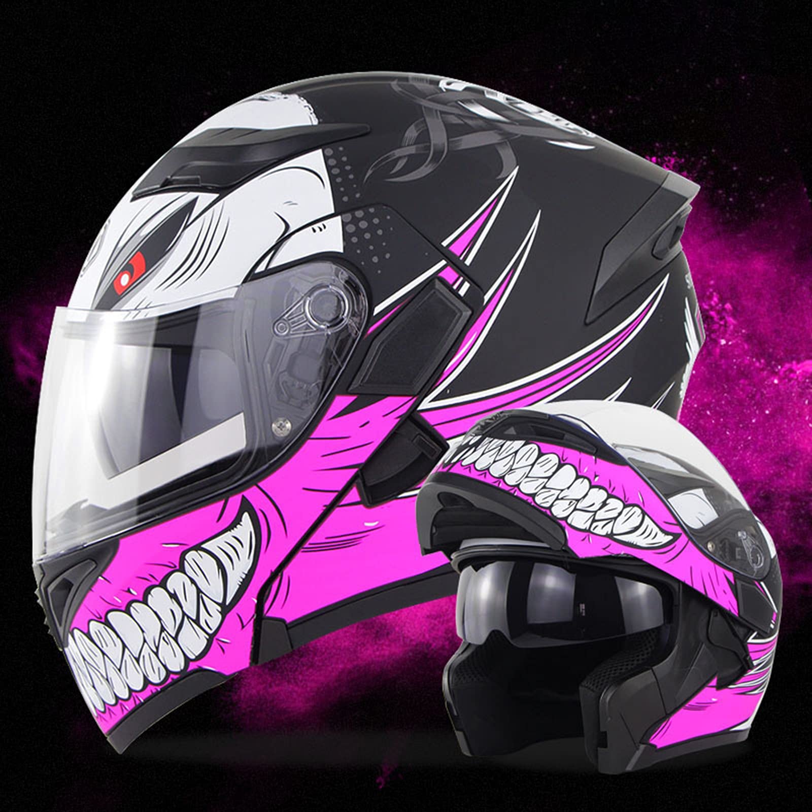 TIANMIAOTIAN Motocross Helmet Set, Off-Road Enduro Motorcycle Cross Helmet Downhill Dirt Bike Helmet Motorbike Full-Face Crash Helmet with Goggles/Mask/Gloves for Men Women