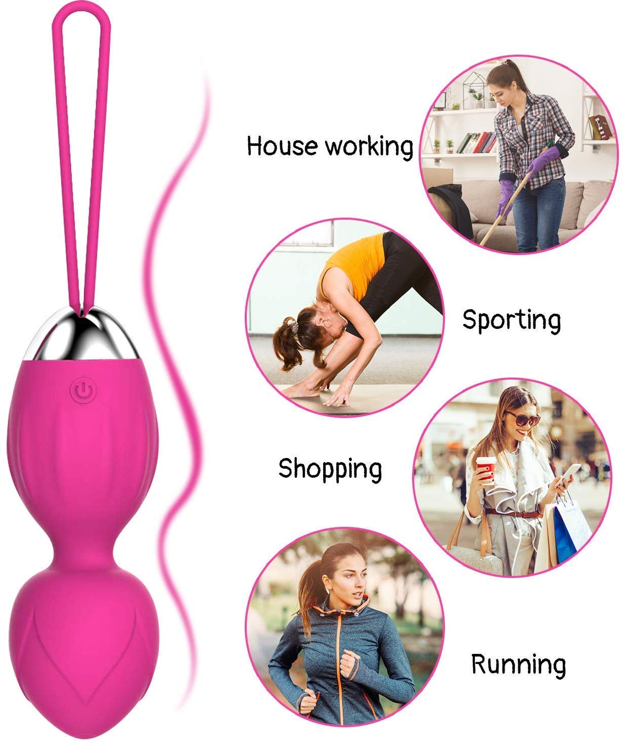 Kegel Balls for Women Ben Wa Balls Esercizi per il pavimento pelvico e rafforzamento per principianti e pesi per esercizi di Kegel avanzati (rosa)
