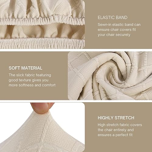 Miniatura 2 de SearchI Juego de 2 fundas de jacquard para taburetes de bar, elásticas y lavables, fundas para sillas de altura de mostrador para cocina, comedor,