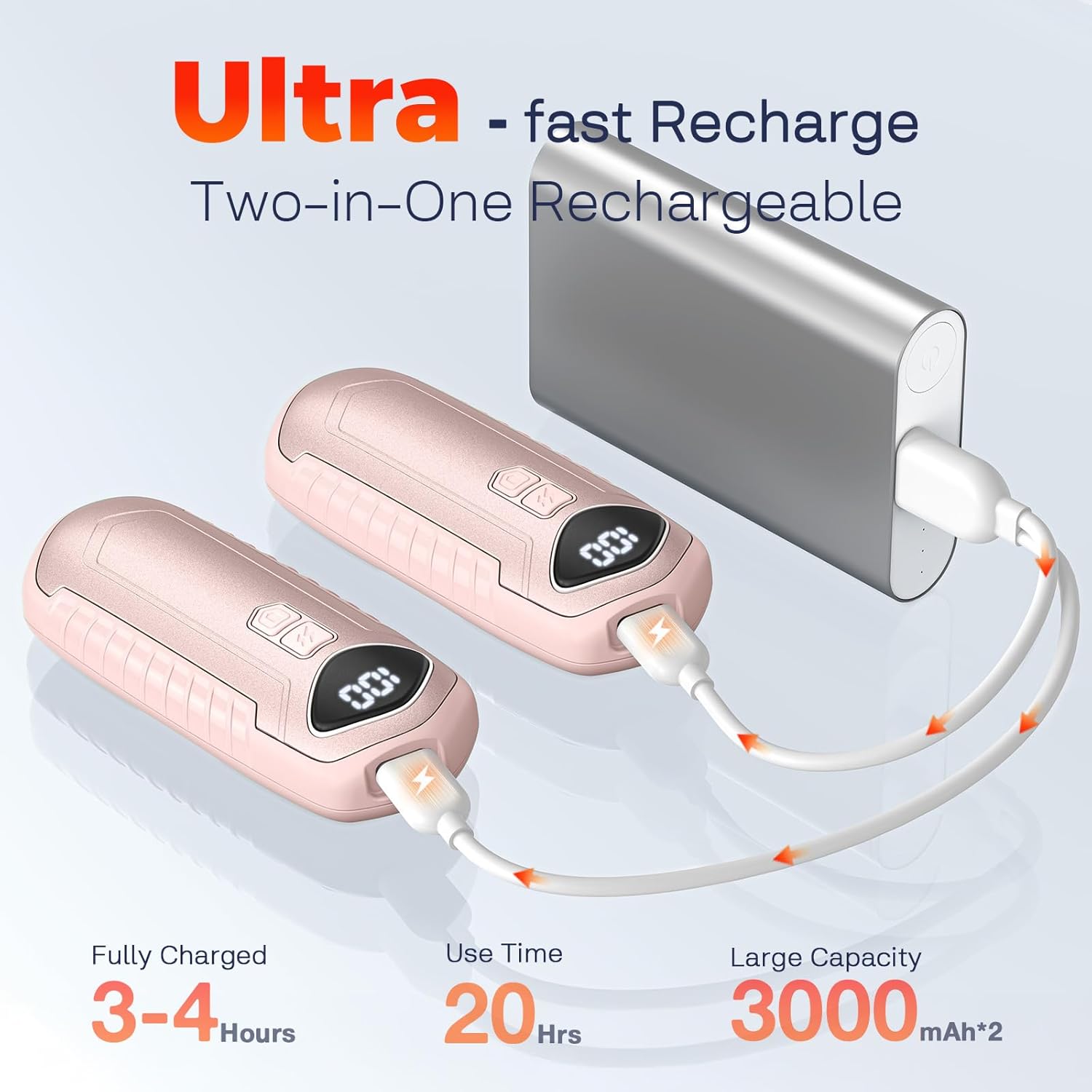 Hand Warmers Rechargeable 2 Pack, Electric Hand Warmer, 2-Second to 131°F with 5 Heat Levels, USB-C Portable Pocket Heater Handwarmers, UL Certified for Camping, Hunting, Gifts for Women Men - Image 6