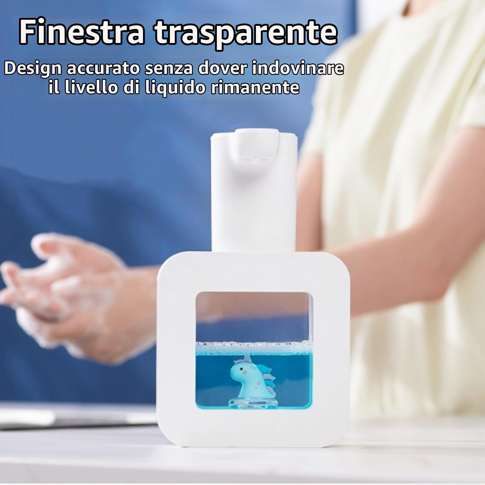 Dispenser automatico di sapone da 400ml, Dispenser di sapone schiumante con sensore Dispenser di sapone a mano ricaricabile Touchless Wall Mount per cucina del bagno(bianco)