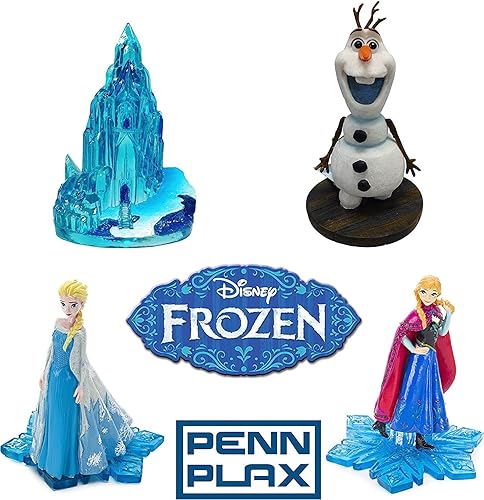 Penn-Plax Disney Frozen - Paquete de decoración de acuario de 4 piezas, incluye Elsa, Anna, Olaf y un castillo de hielo, mini