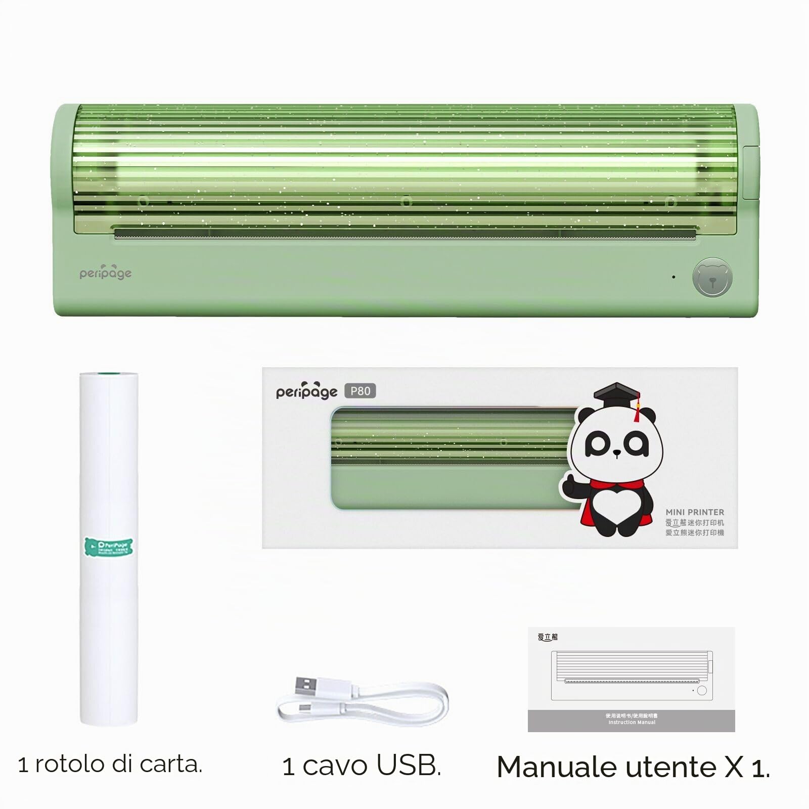 Bisofice P80 Stampante Portatile A4 Senza Arricciature, PeriPage Stampante Termica Bluetooth per Cellulare, USB per PC, Stampa liscia, Compatibile con Android/iOS/Win/Mac