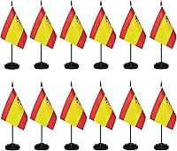 Vista 11 de Juego de banderas argentinas de escritorio con poste negro de 13 pulgadas, base negra y parte superior de lanza, bandera de escritorio argentina