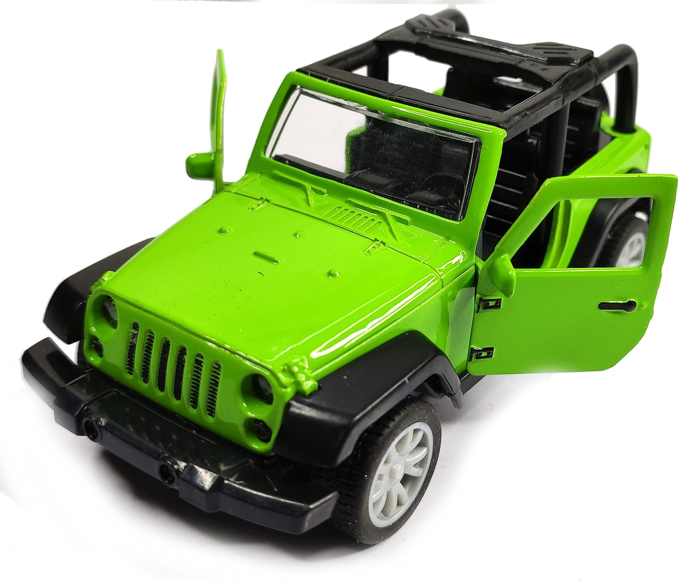 SharvilSons Model World Die Cast Model Car Hot Metal car with Openable Doors and Pull Back Function | Sports | SUV | Openroof Dual Tone Thar Jeep Car for Kids (Green-Black) (Size - 1:32)