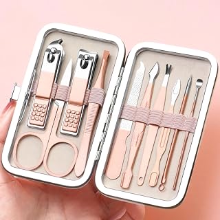 Grooming Kit Home and Travel-Manicure Set 7, Nail Clipper Set, Portable Nail Kit, Travel Nails Kits(Rose Gold)