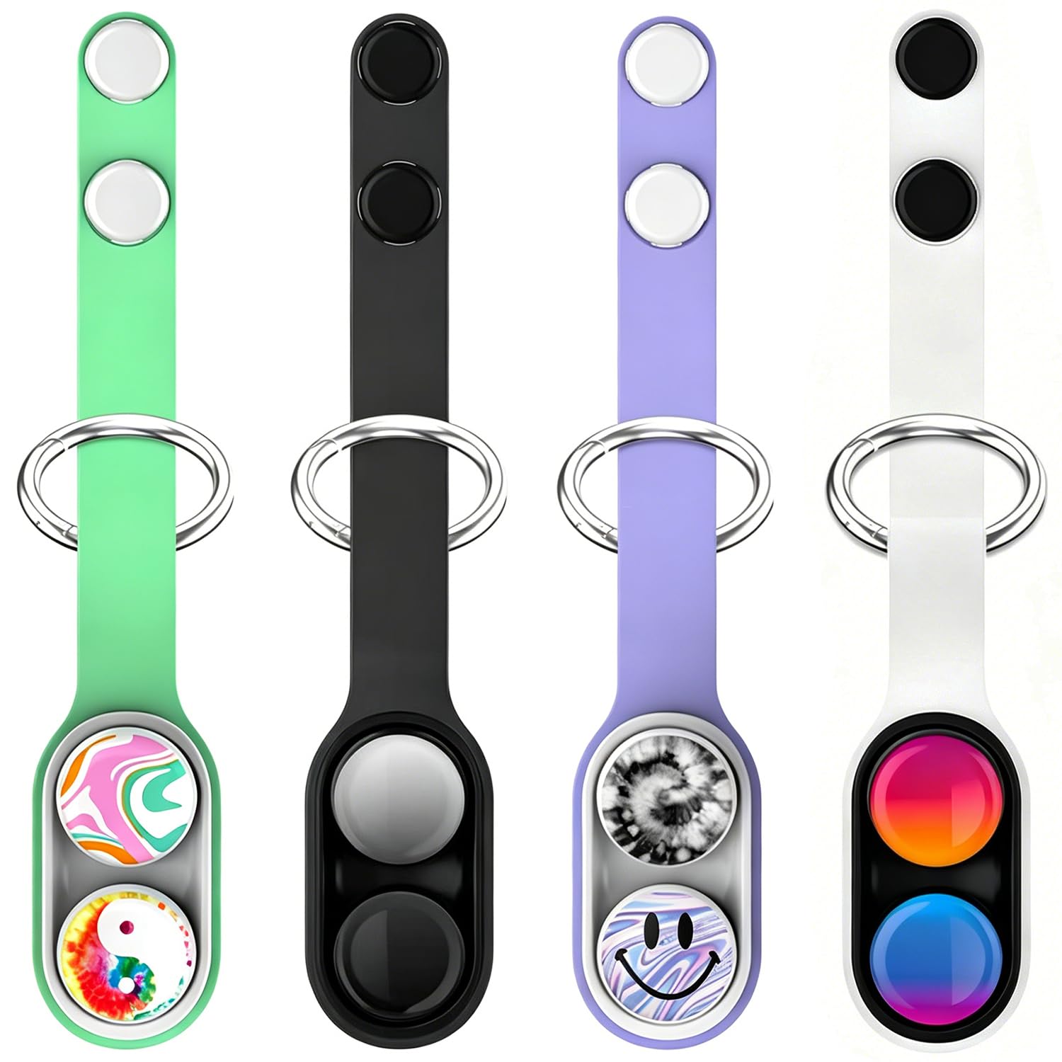 Spiritzohic 4pcs Magnetic Pop Fidget Toys, Magnetic Fidget Balls, Portable Stress Relief Fidget Keyring, Portable Fidget Toy for Focus and Anxiety Relies, Ideal for Adults and Kids