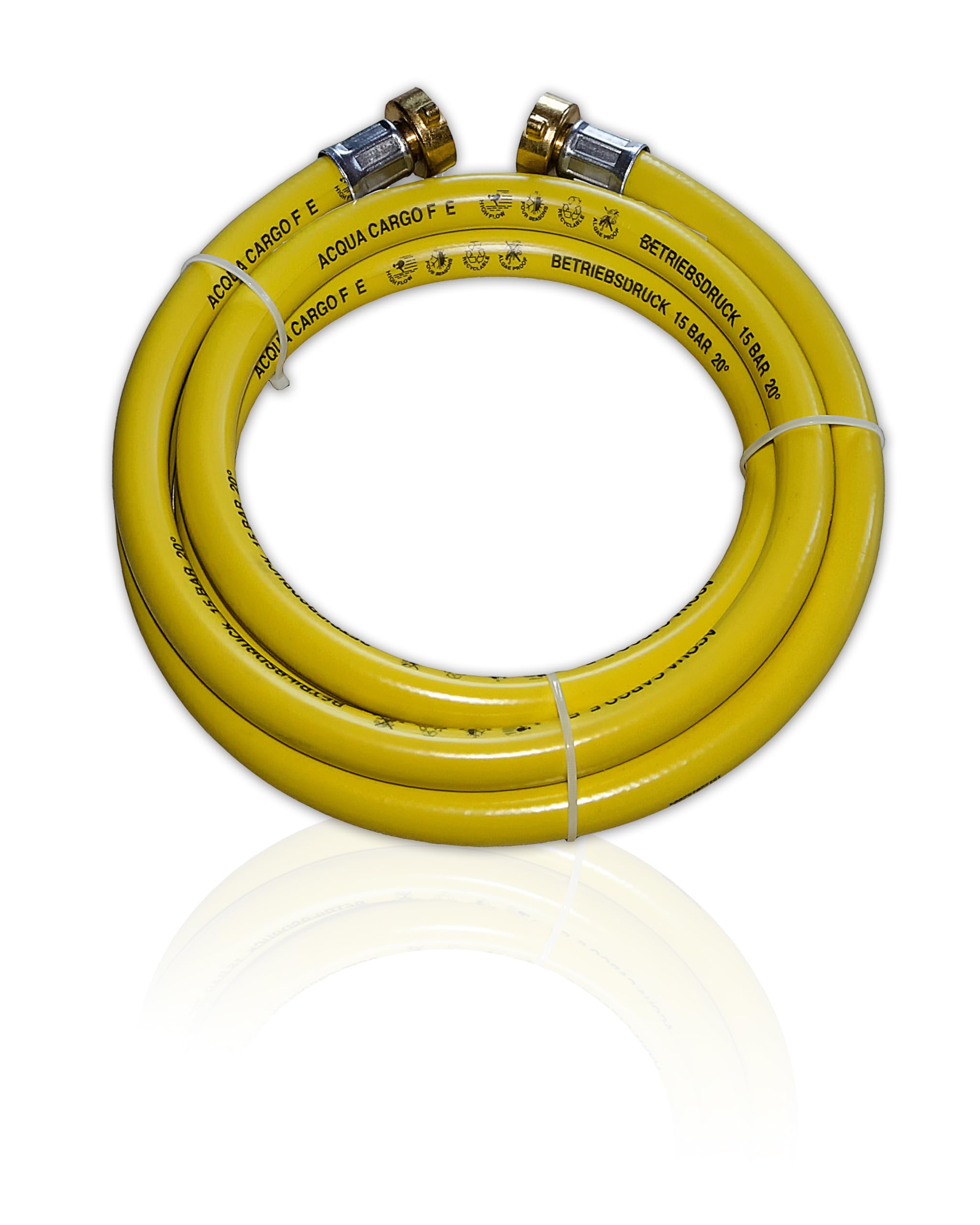 Heizung Füllschlauch 3/4 Zoll (5m) - Wasserschlauch zum Heizung nachfüllen inkl. Messingverschraubung & Dichtungen - Universal für KFE-Hahn & Therme