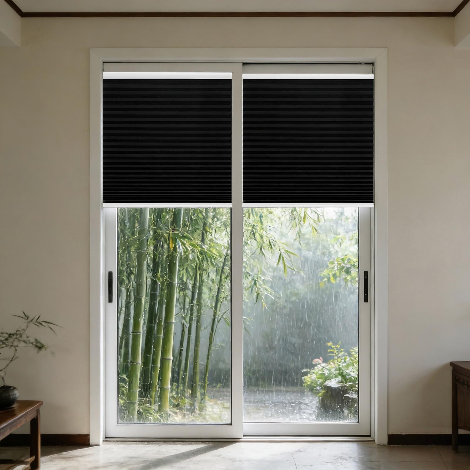 Store plissé haute protection solaire et thermique noir 70x100 cm pour intérieur