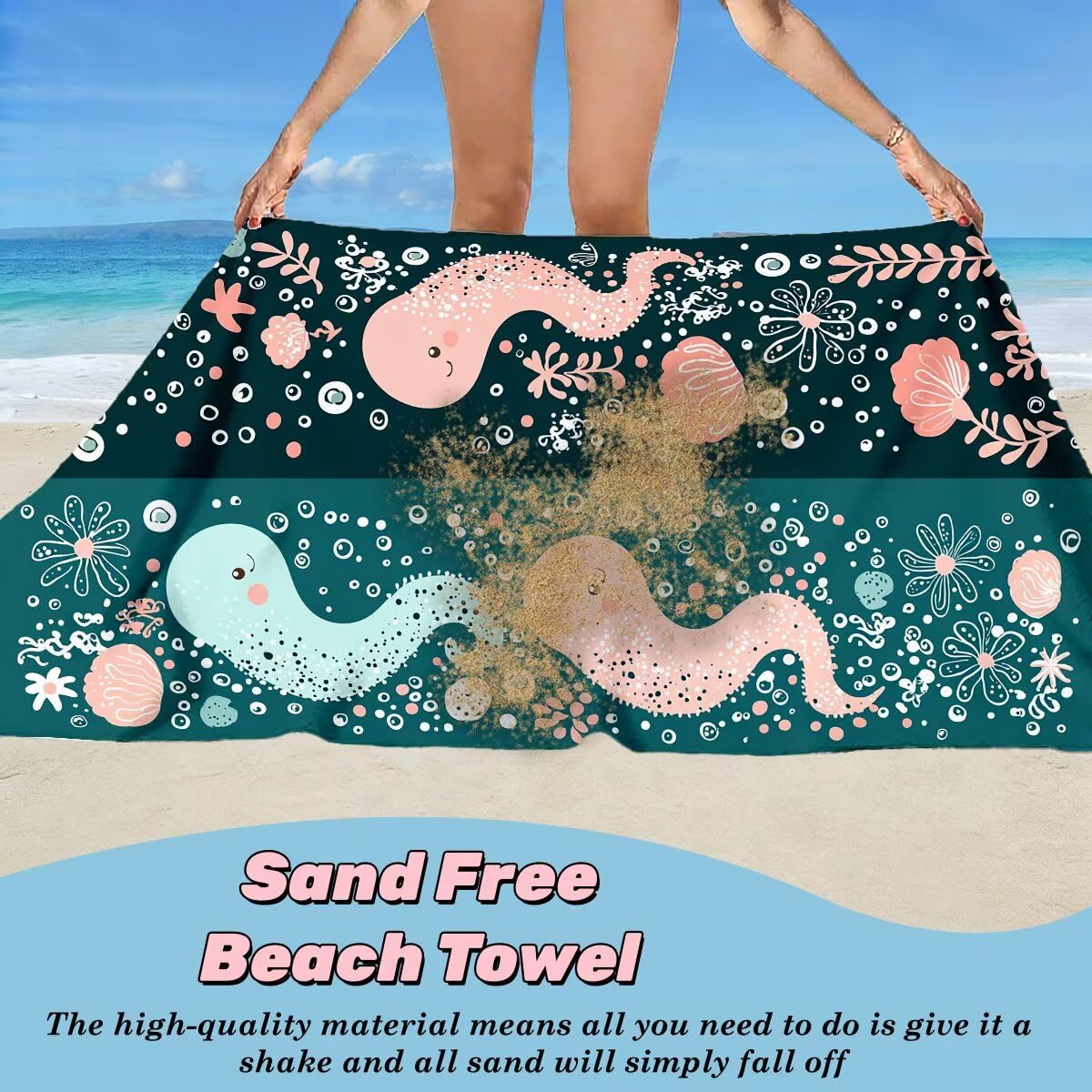 Toalla Playa 80x160 cm, Toalla Gimnasio Microfibra Secado Rapido, Juego de 2 Antiarena Toallas de Playa, Ligera Compacta Toallas Microfibra Grande para Viaje, Regalo Hombre Regalo Mujer (Pulpo) -4935
