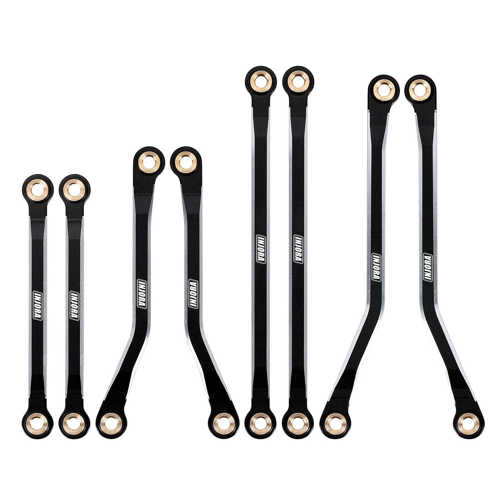 INJORA High Clearance Chassis Links CNC Aluminum Links Set for TRX4M Defender Bronco 1/18 Upgrade Parts（Black）