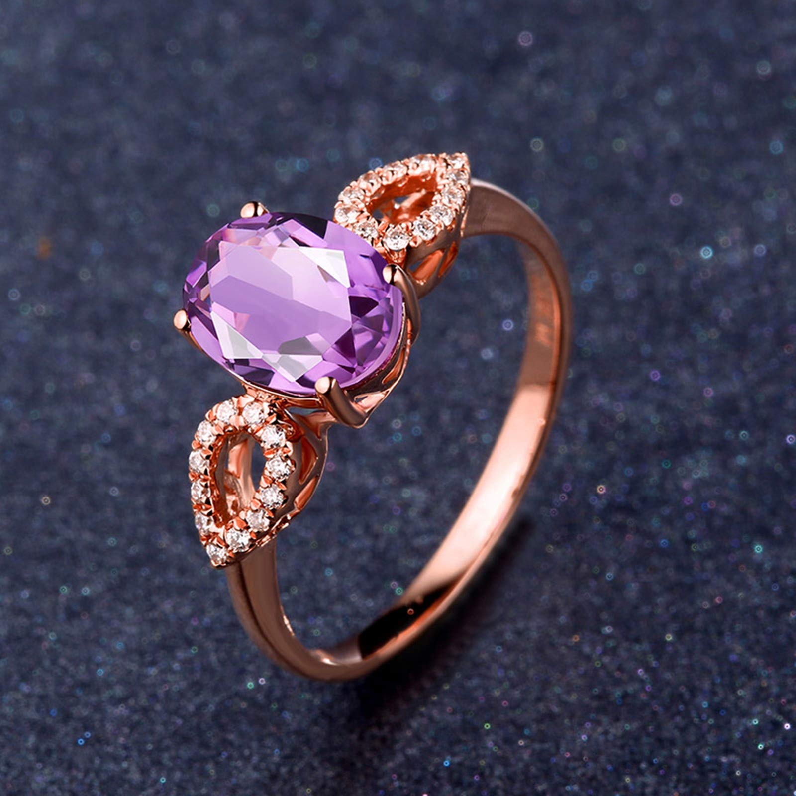 Beydodo Pierścionek zaręczynowy, czerwone złoto, 750 kropli z owalnym ametystem, 1,34 ct, pierścionek ślubny, różowe złoto z diamentami e 18 karatów (750) czerwone złoto, 63 cm (20,1 cala), colore: różowy (Rosegold), cod. TLLWGZ4172