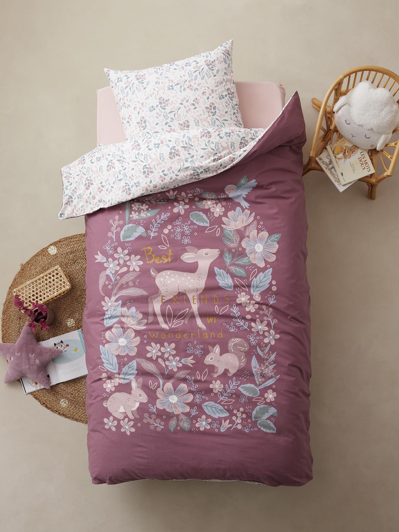 VERTBAUDET Parure Enfant Magicouette Victoria Prune 140X200