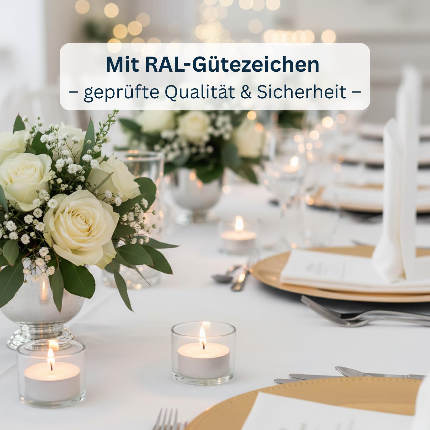 Gies Master-Lights, Ø 48 mm, in Metallhülsen, 140er-Karton weiss